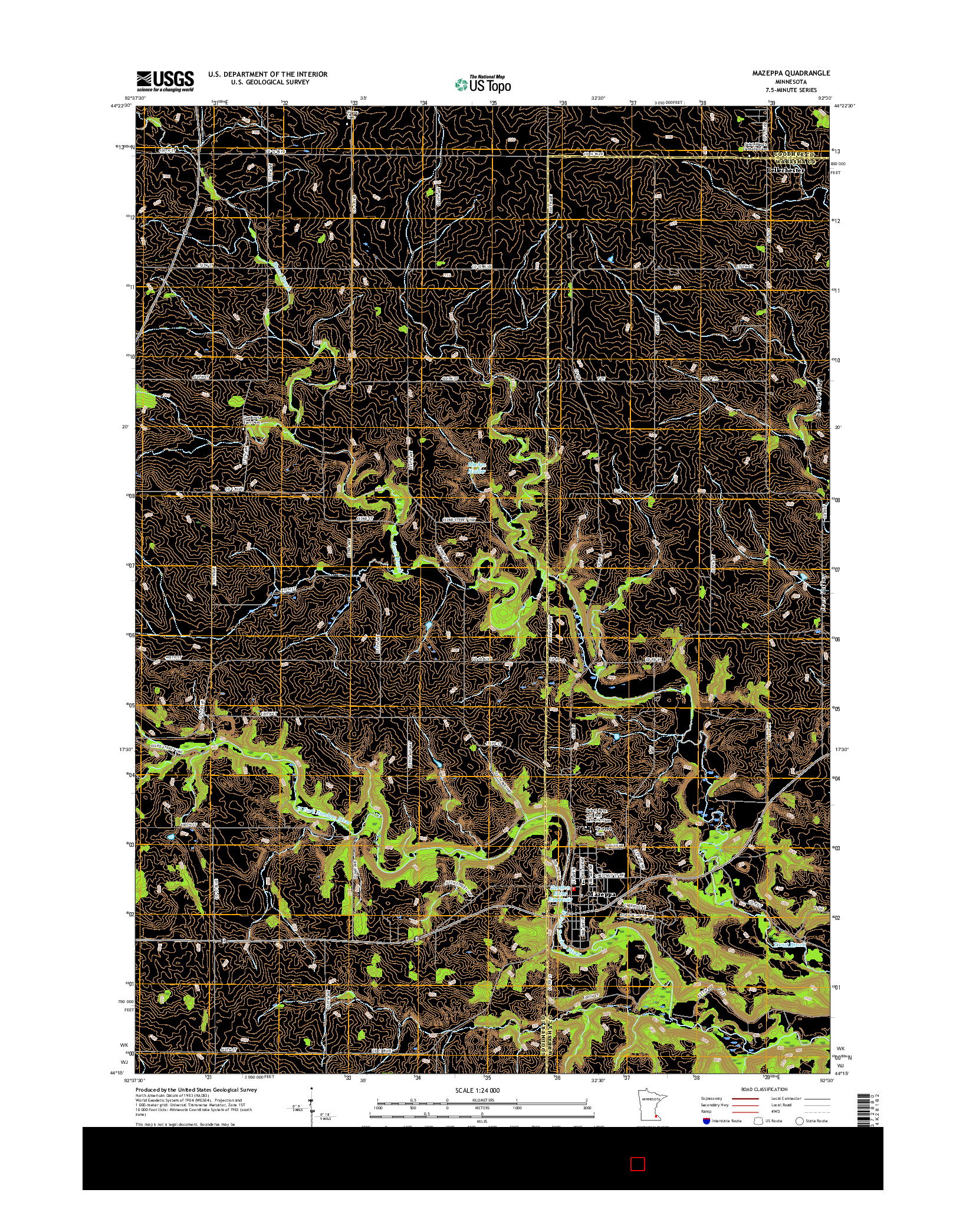 USGS US TOPO 7.5-MINUTE MAP FOR MAZEPPA, MN 2016