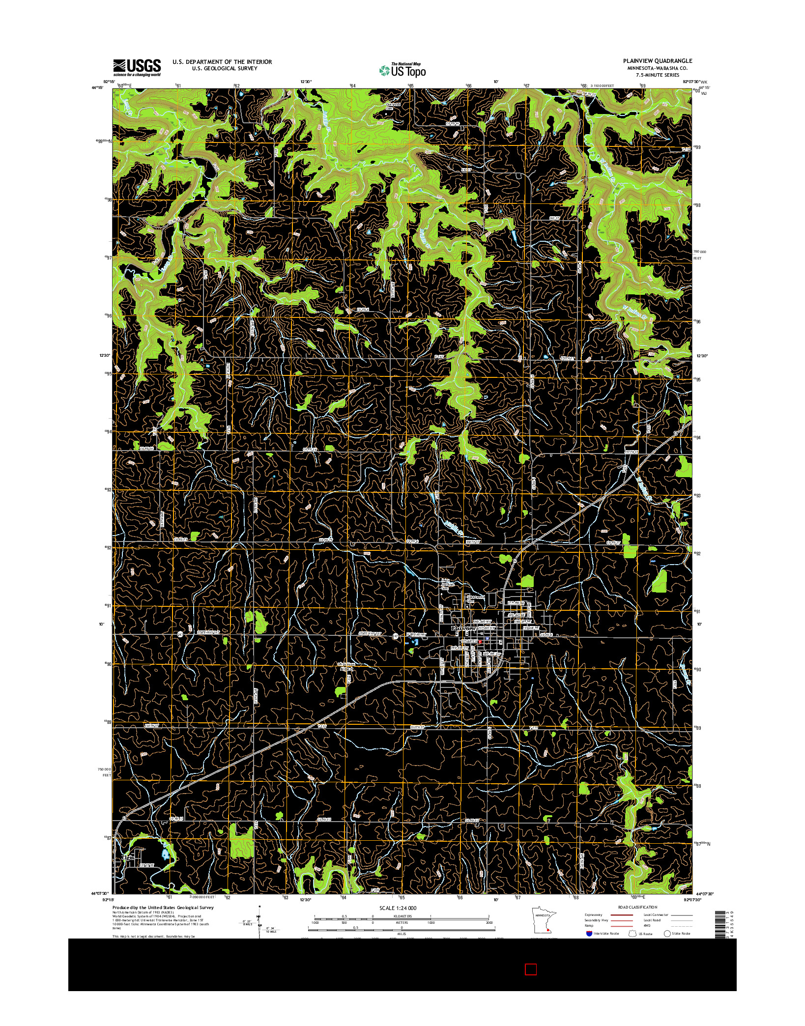 USGS US TOPO 7.5-MINUTE MAP FOR PLAINVIEW, MN 2016