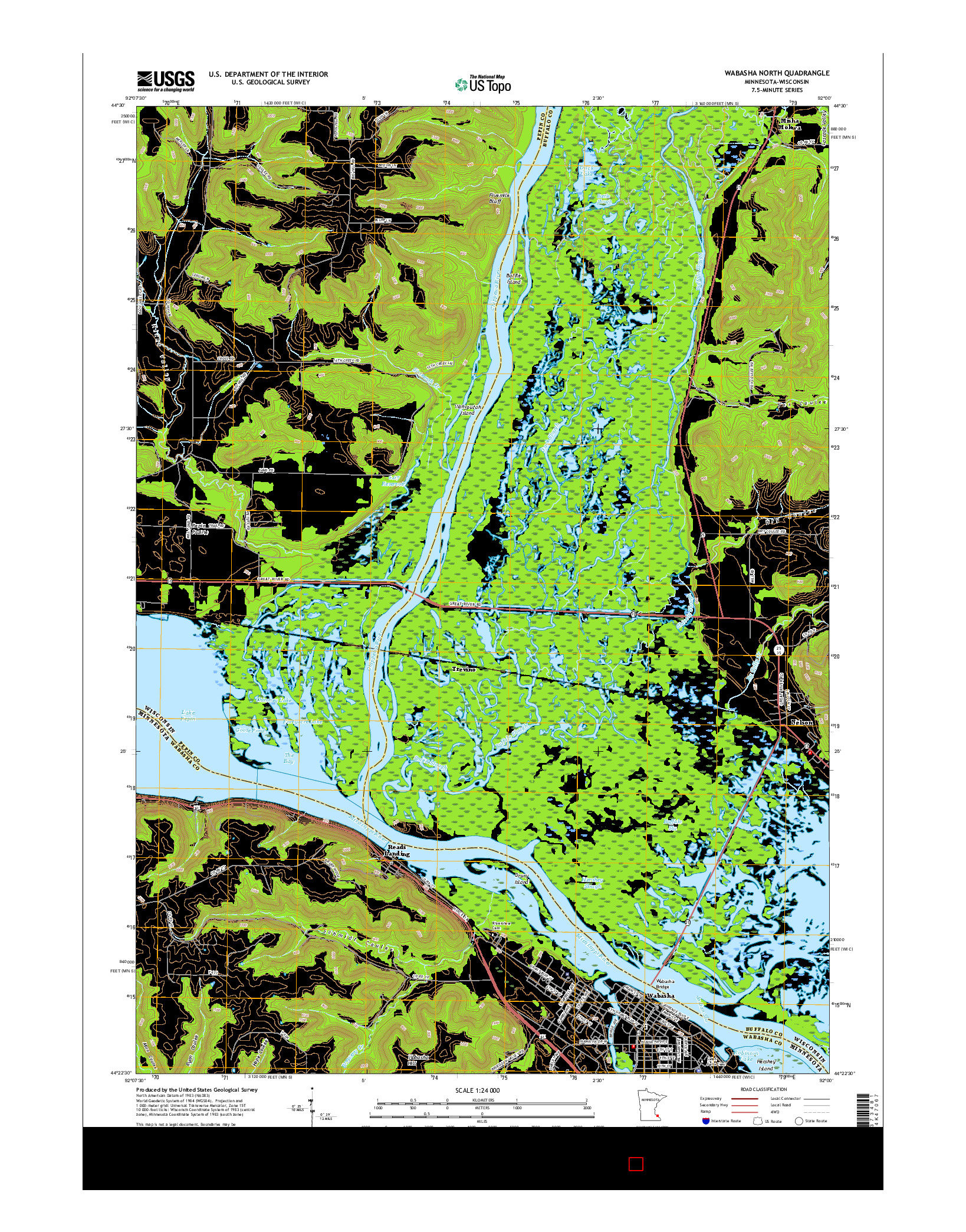 USGS US TOPO 7.5-MINUTE MAP FOR WABASHA NORTH, MN-WI 2016