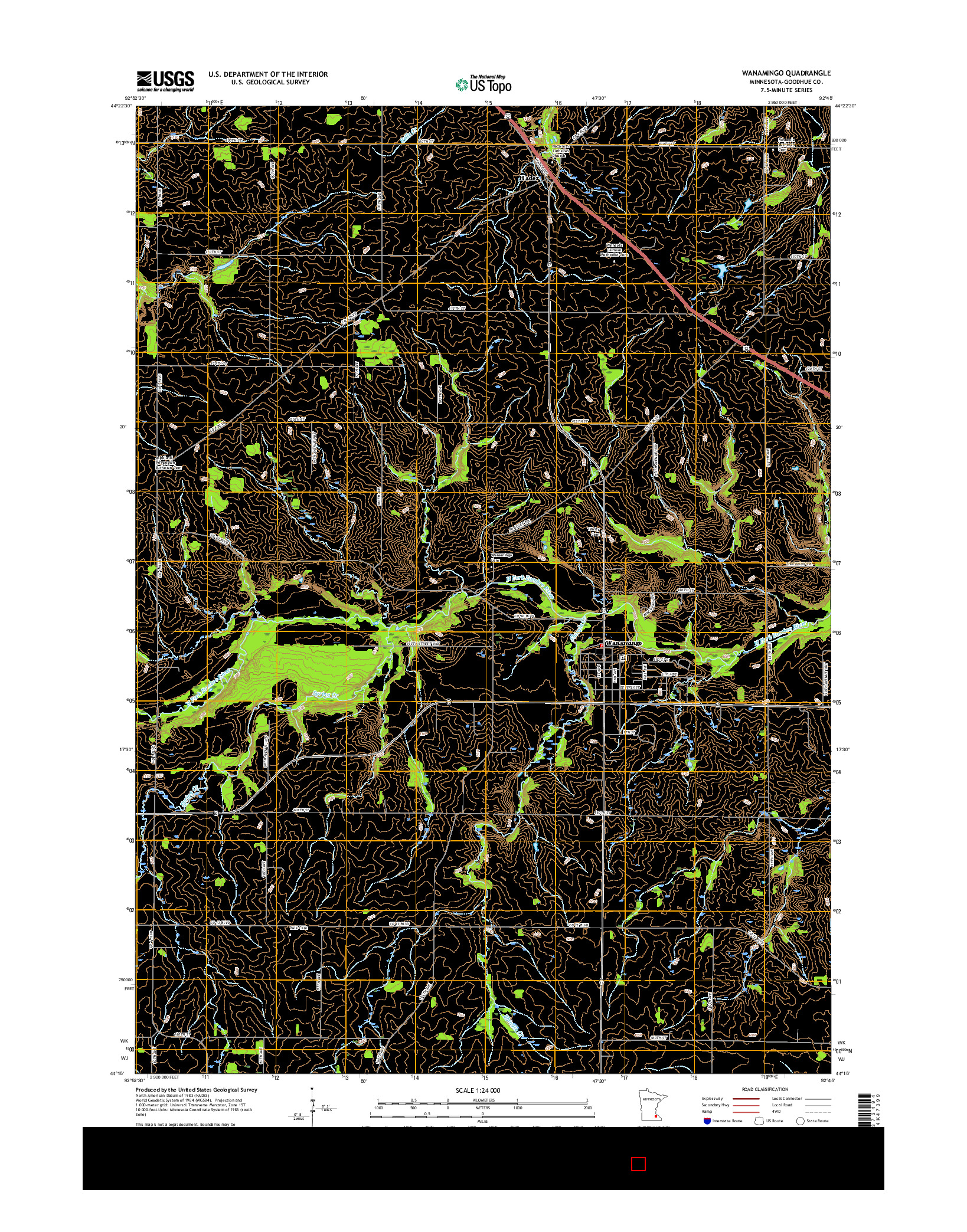 USGS US TOPO 7.5-MINUTE MAP FOR WANAMINGO, MN 2016