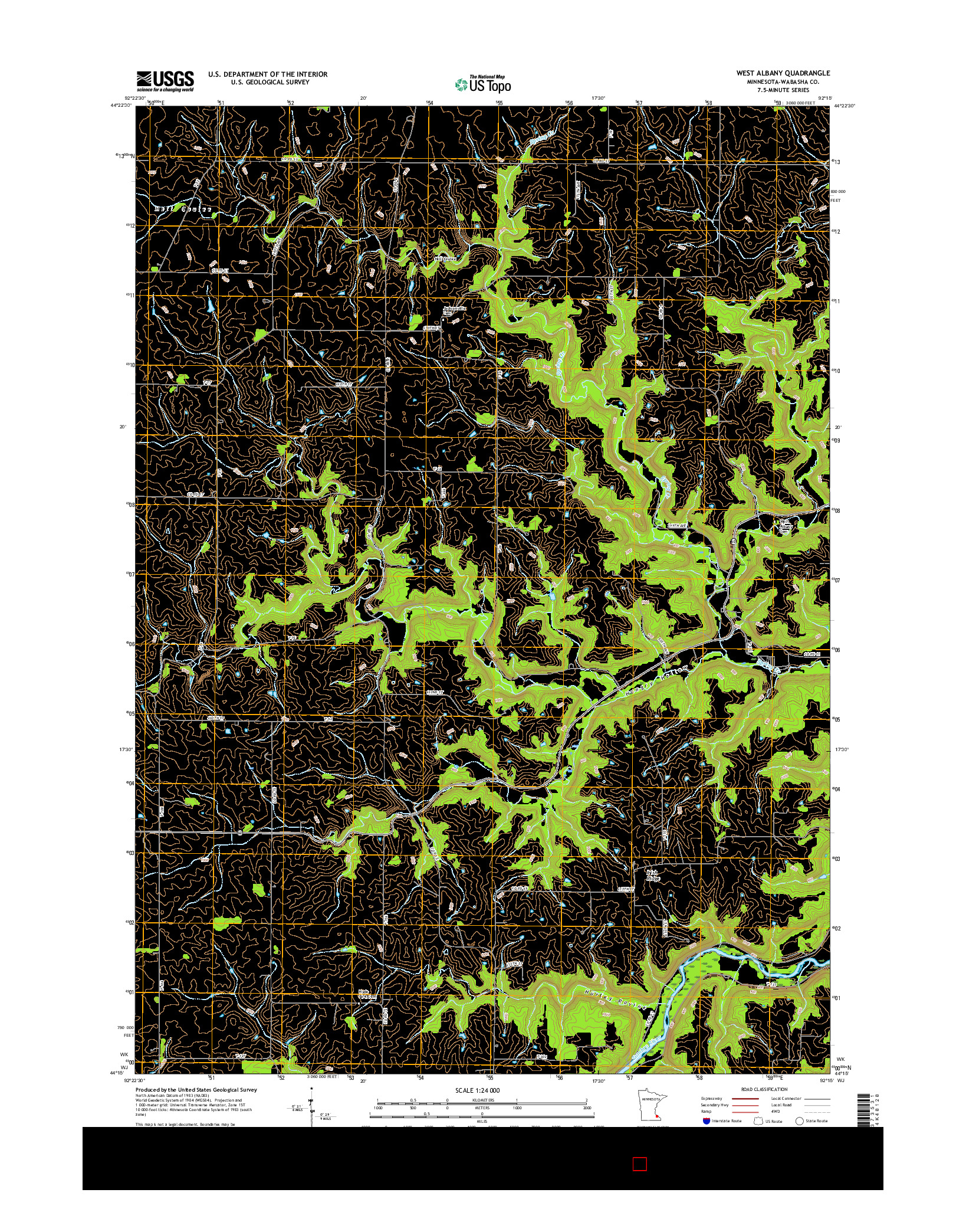 USGS US TOPO 7.5-MINUTE MAP FOR WEST ALBANY, MN 2016