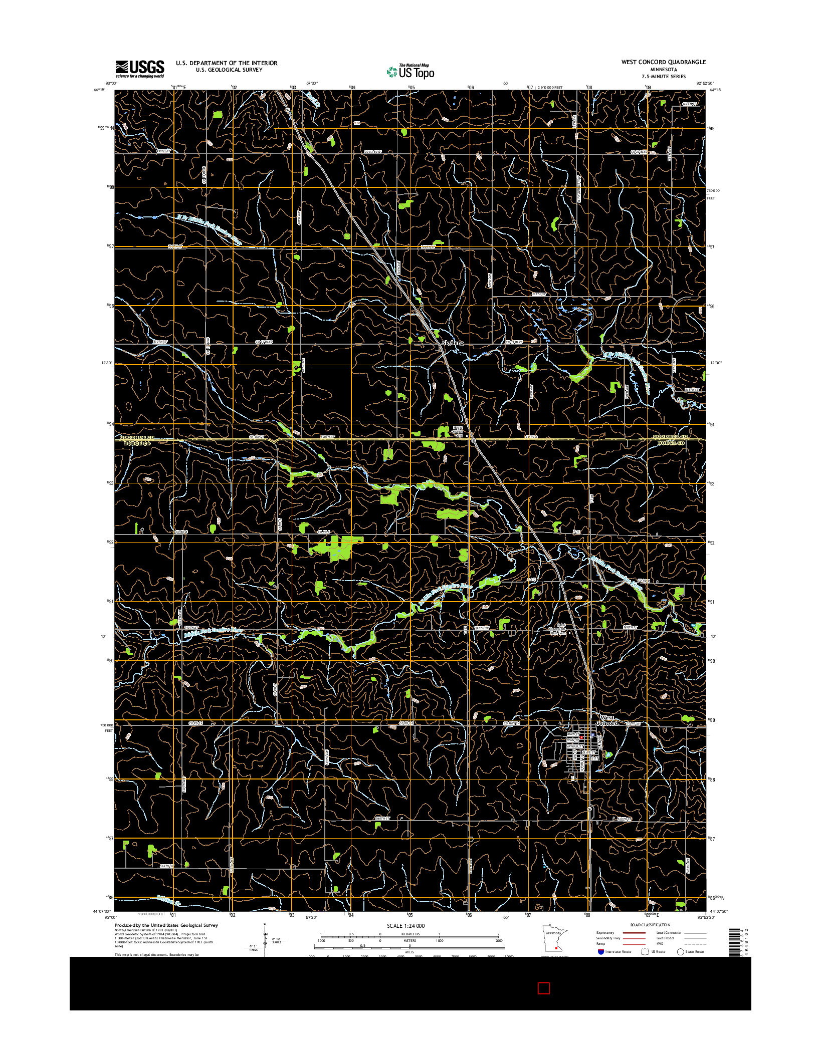 USGS US TOPO 7.5-MINUTE MAP FOR WEST CONCORD, MN 2016