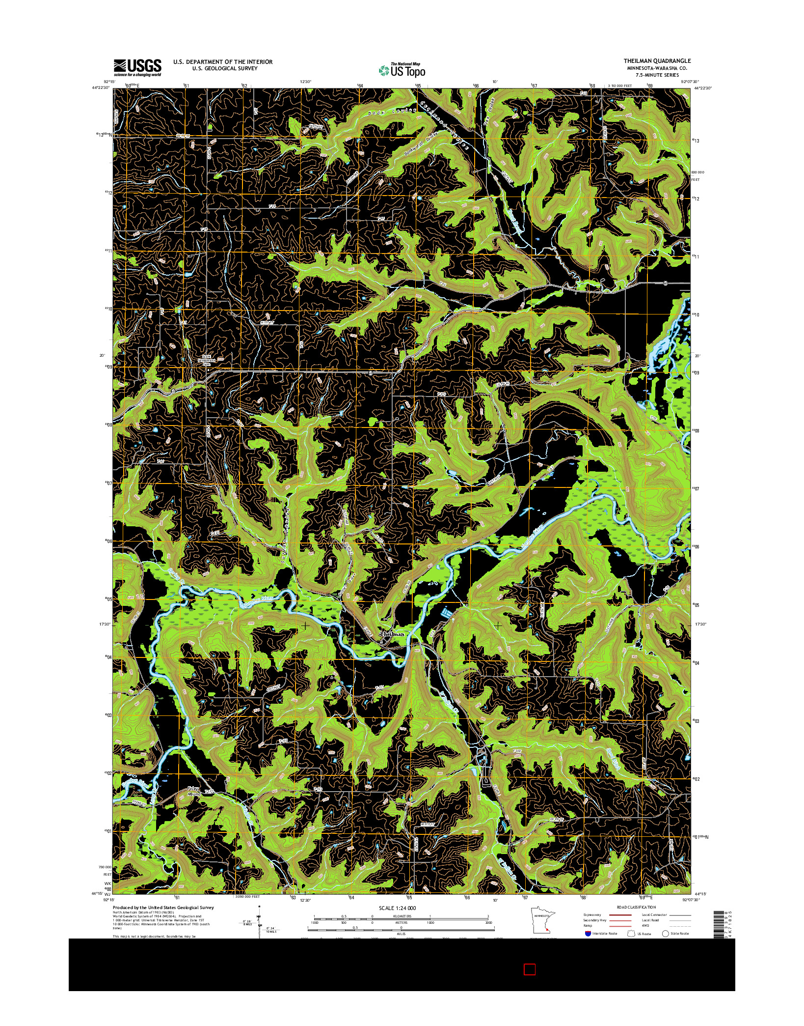 USGS US TOPO 7.5-MINUTE MAP FOR THEILMAN, MN 2016