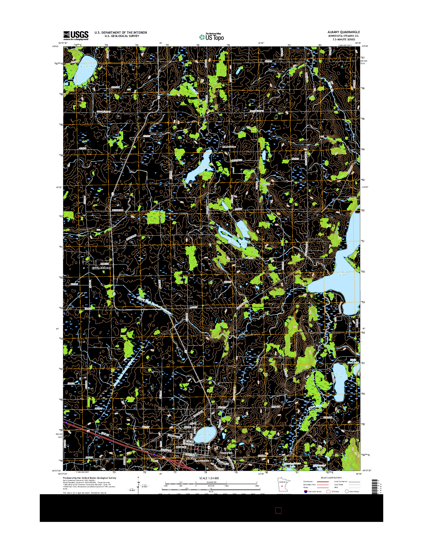 USGS US TOPO 7.5-MINUTE MAP FOR ALBANY, MN 2016