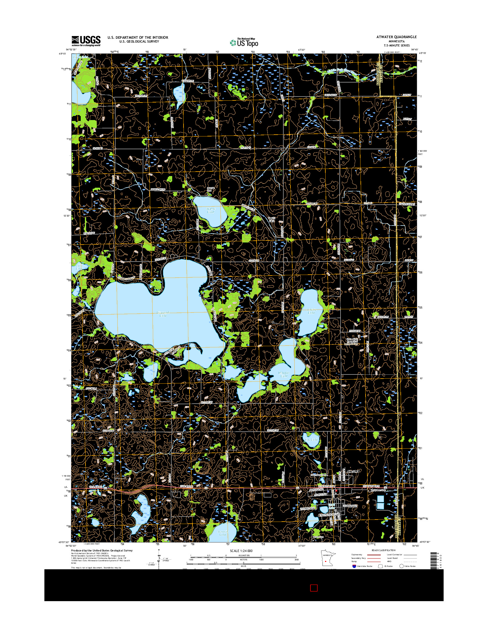 USGS US TOPO 7.5-MINUTE MAP FOR ATWATER, MN 2016