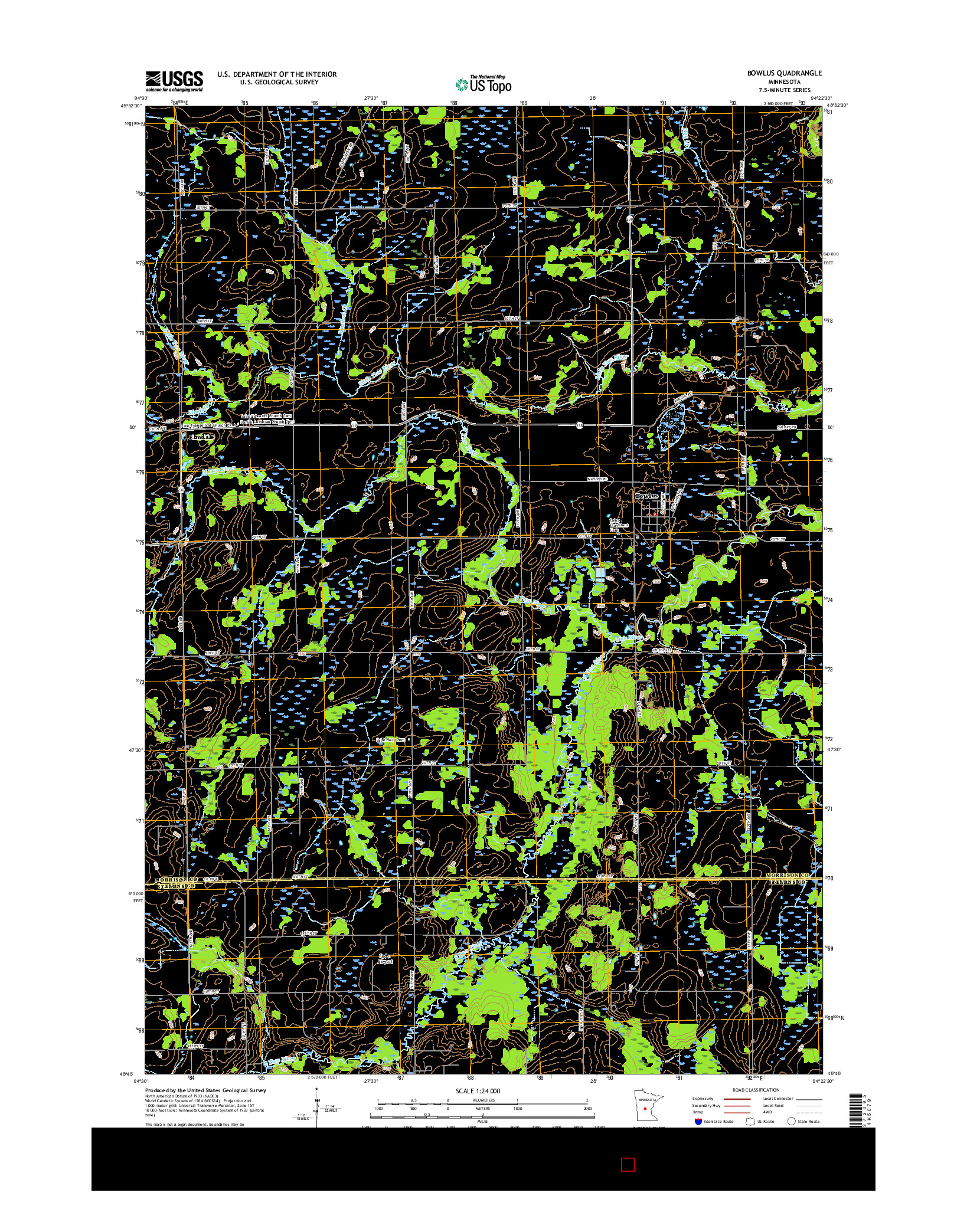 USGS US TOPO 7.5-MINUTE MAP FOR BOWLUS, MN 2016