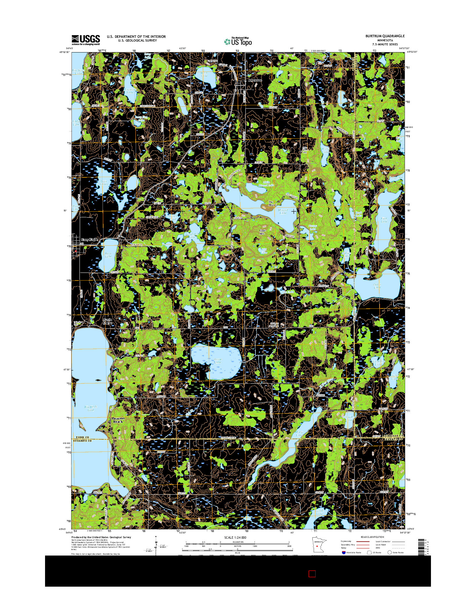 USGS US TOPO 7.5-MINUTE MAP FOR BURTRUM, MN 2016