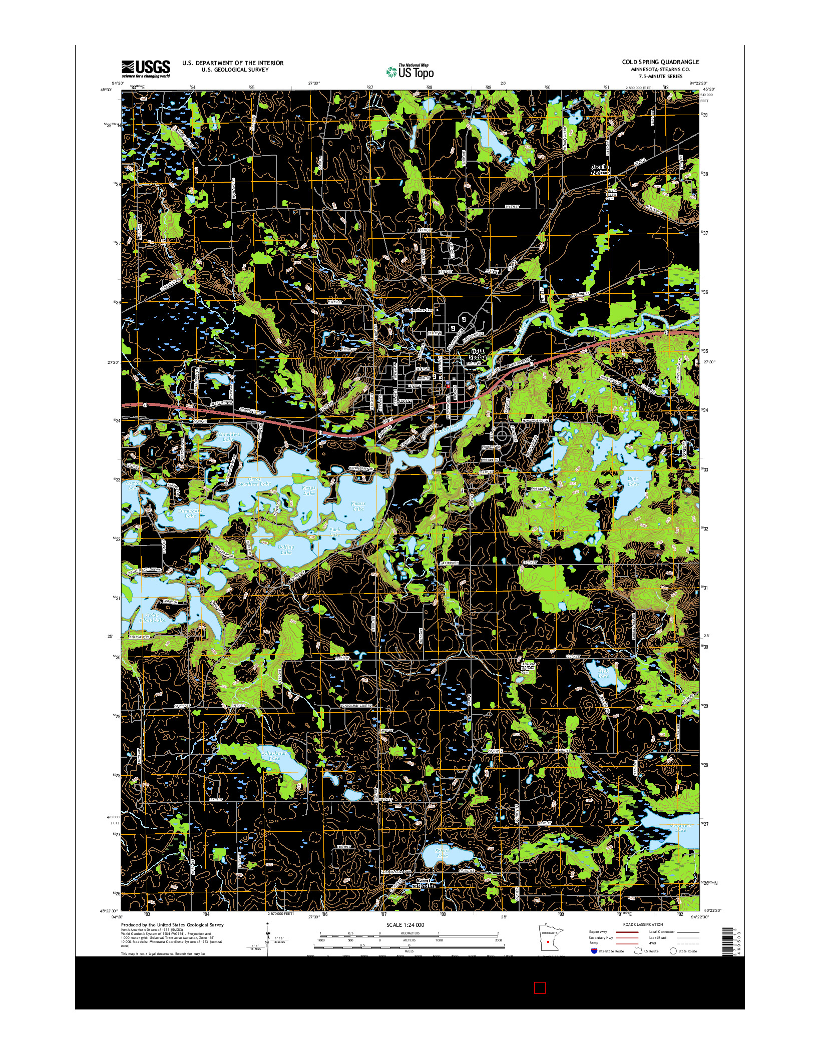 USGS US TOPO 7.5-MINUTE MAP FOR COLD SPRING, MN 2016