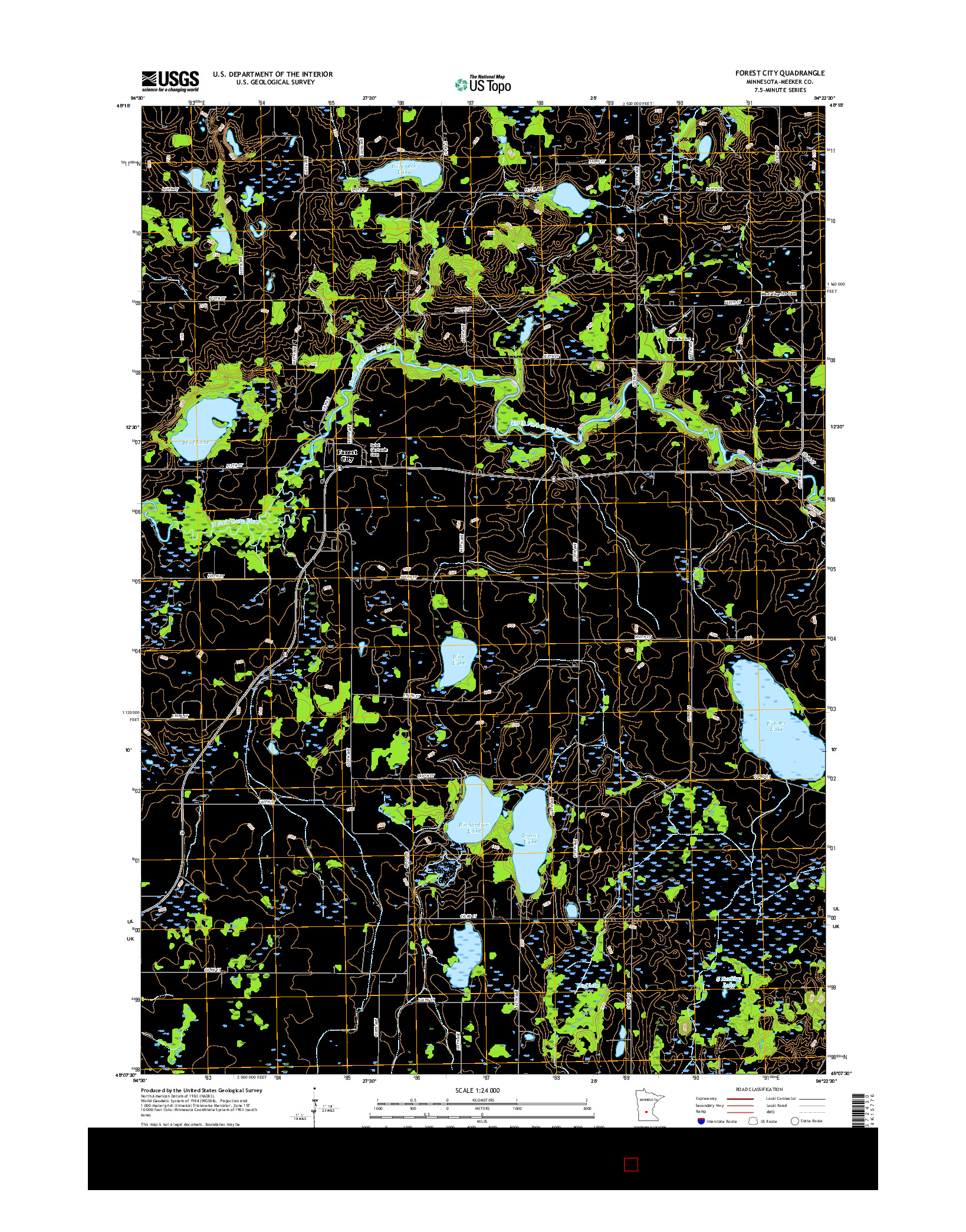 USGS US TOPO 7.5-MINUTE MAP FOR FOREST CITY, MN 2016