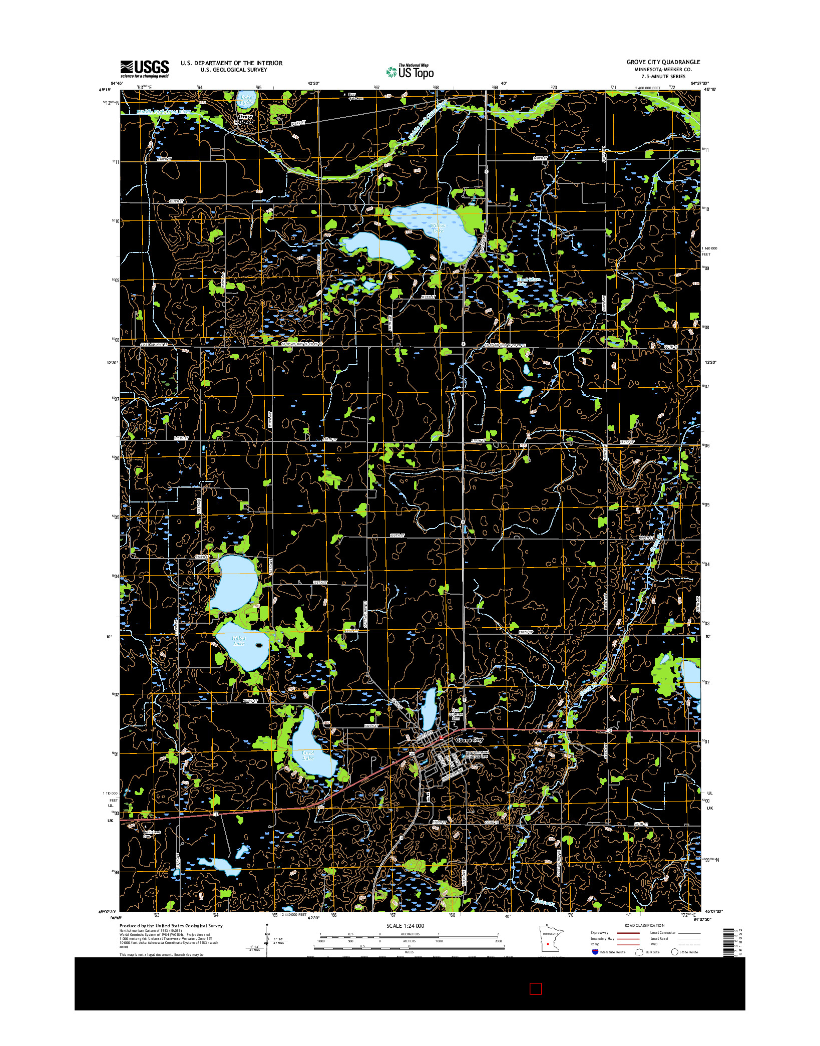 USGS US TOPO 7.5-MINUTE MAP FOR GROVE CITY, MN 2016