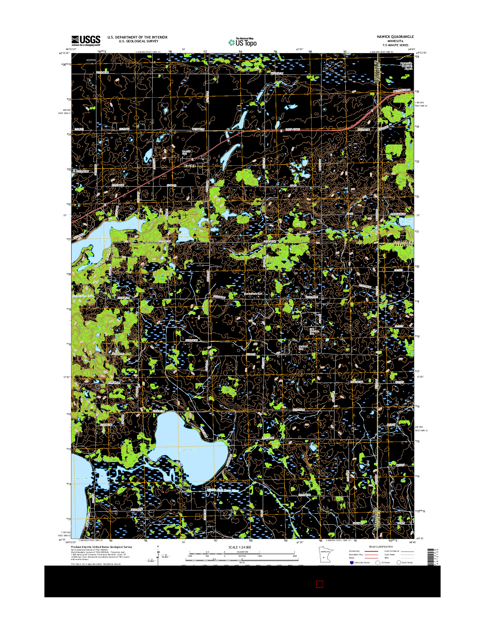 USGS US TOPO 7.5-MINUTE MAP FOR HAWICK, MN 2016