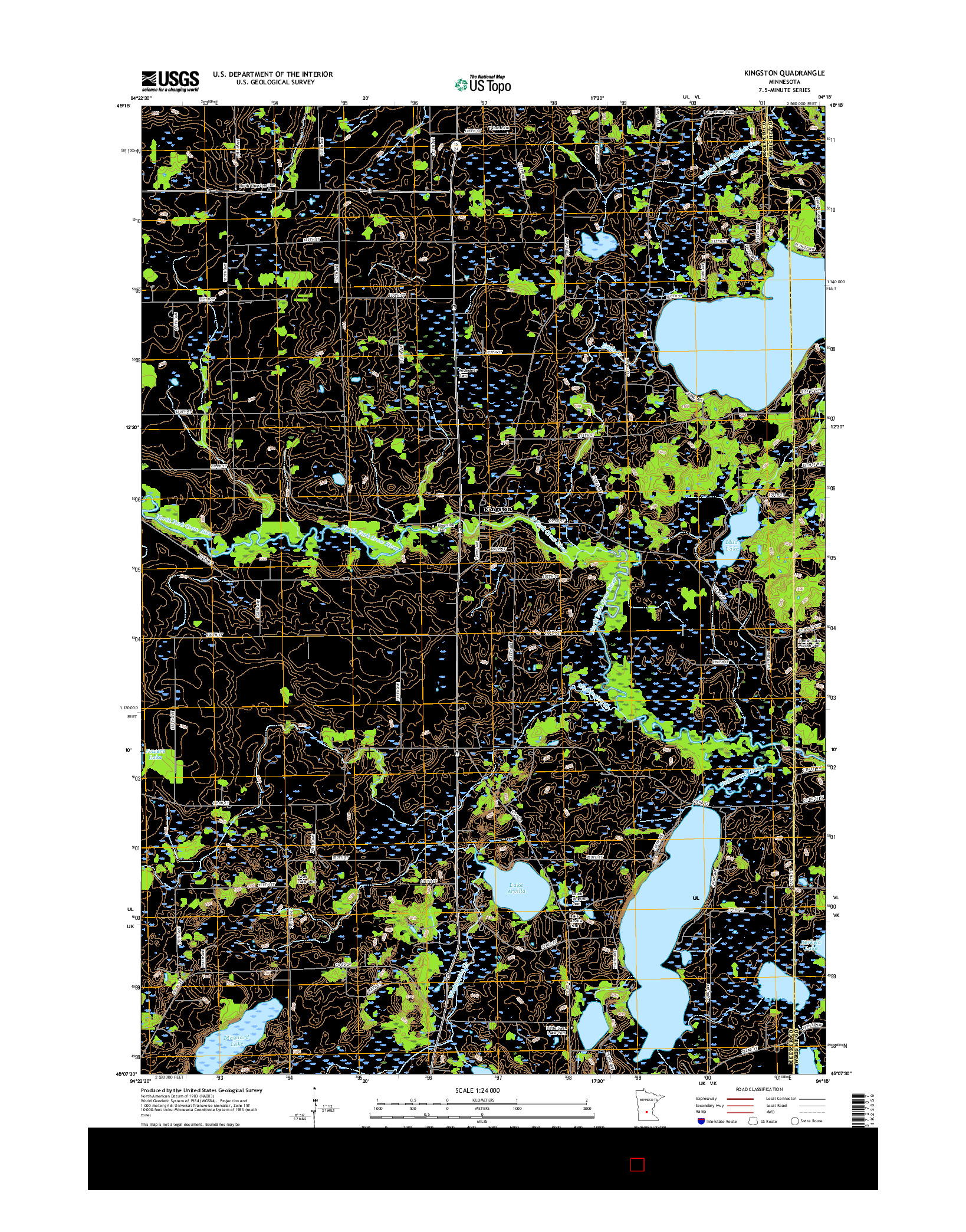 USGS US TOPO 7.5-MINUTE MAP FOR KINGSTON, MN 2016