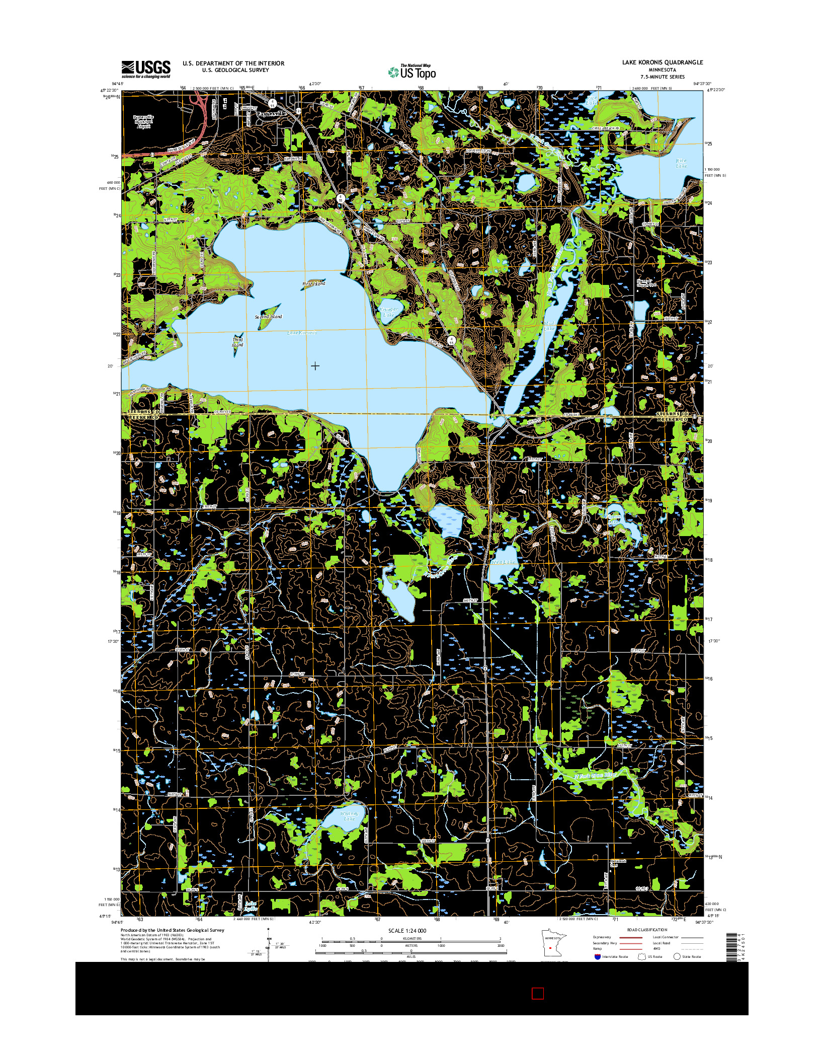 USGS US TOPO 7.5-MINUTE MAP FOR LAKE KORONIS, MN 2016