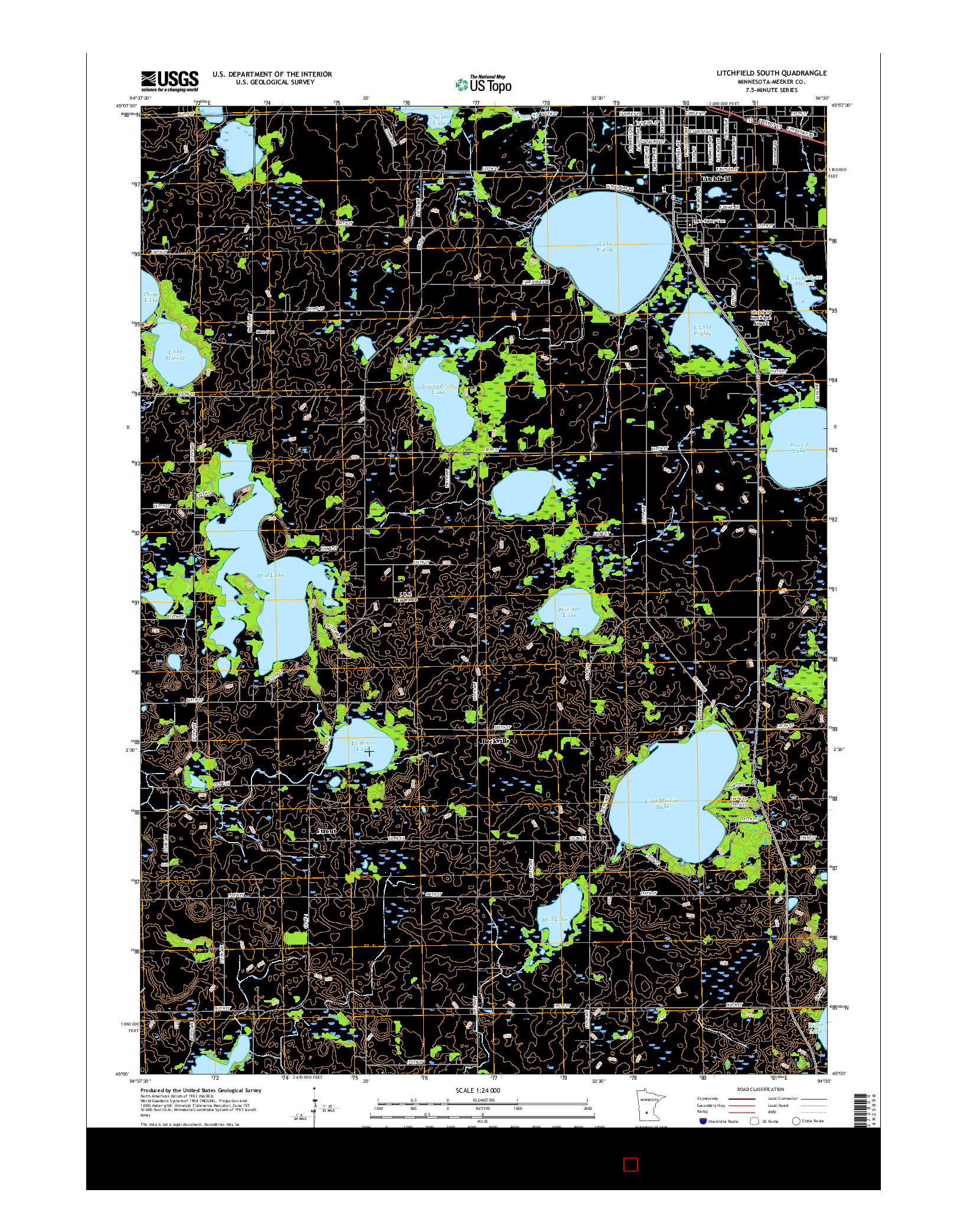 USGS US TOPO 7.5-MINUTE MAP FOR LITCHFIELD SOUTH, MN 2016