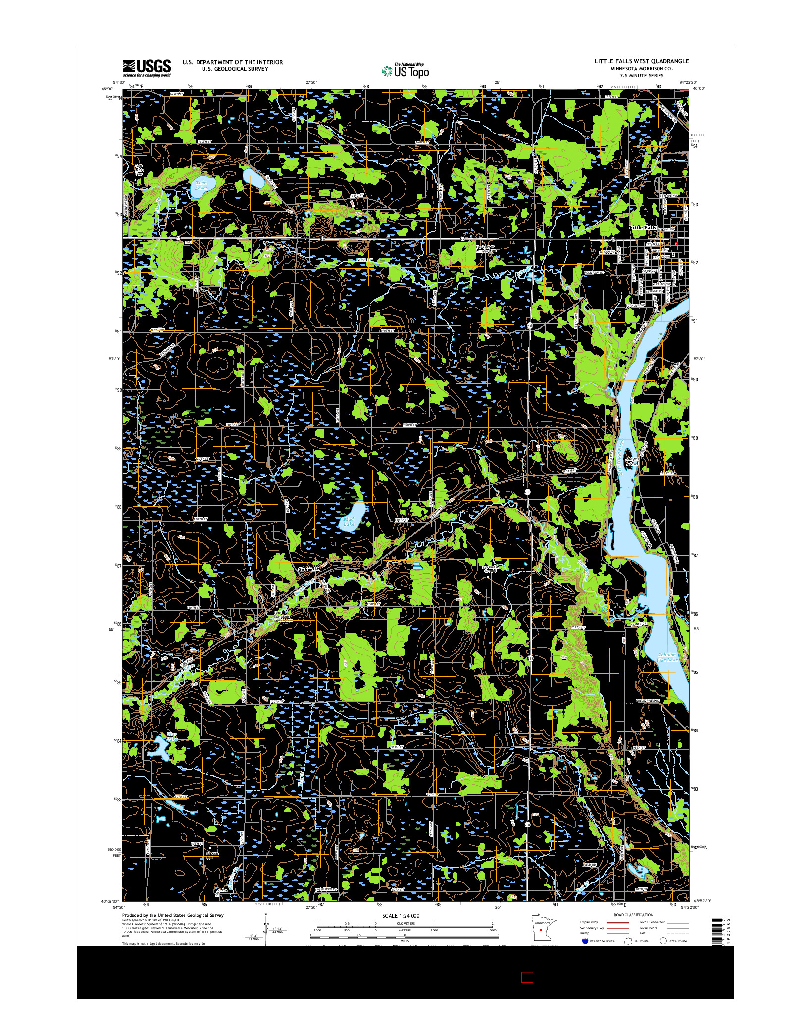 USGS US TOPO 7.5-MINUTE MAP FOR LITTLE FALLS WEST, MN 2016
