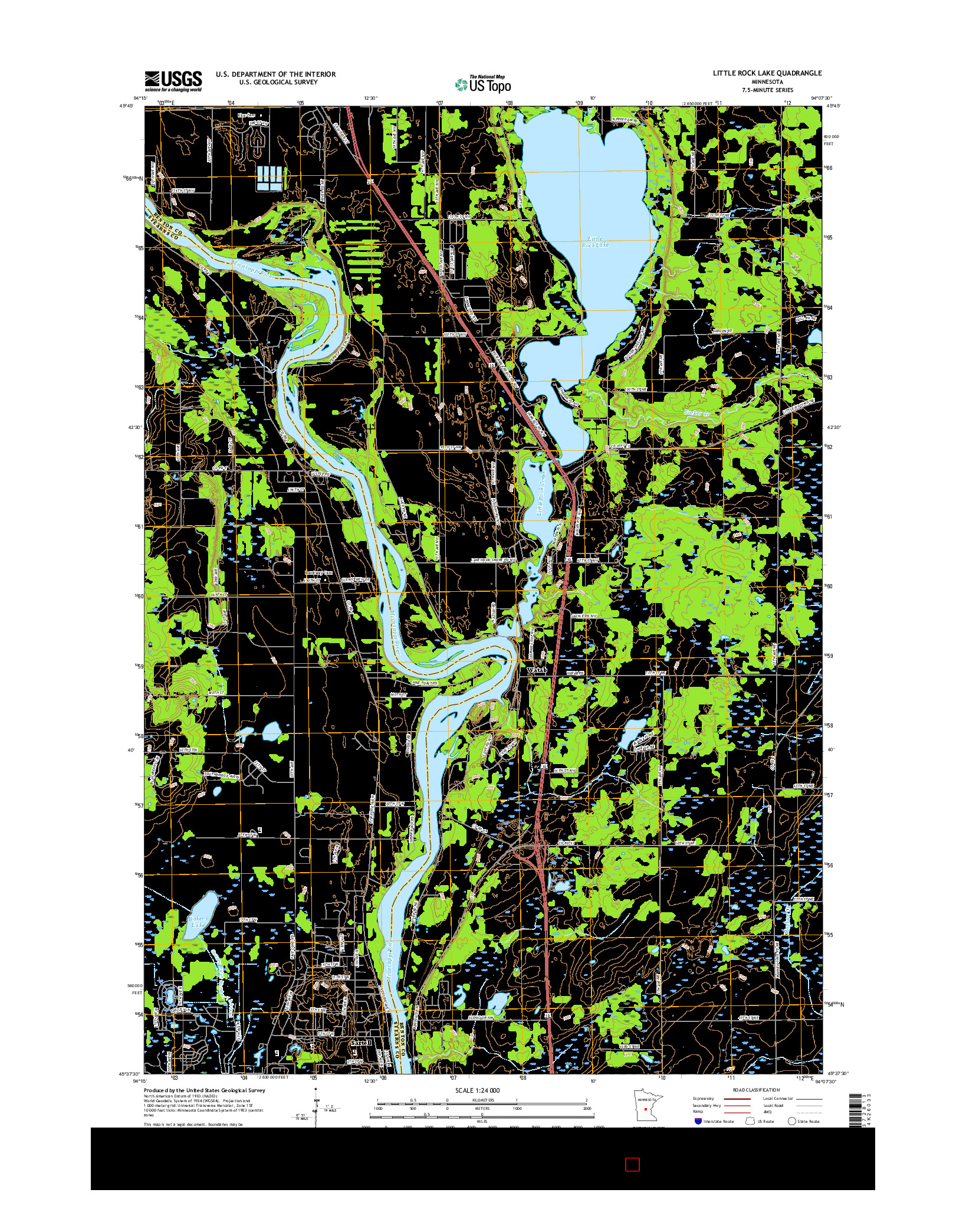 USGS US TOPO 7.5-MINUTE MAP FOR LITTLE ROCK LAKE, MN 2016