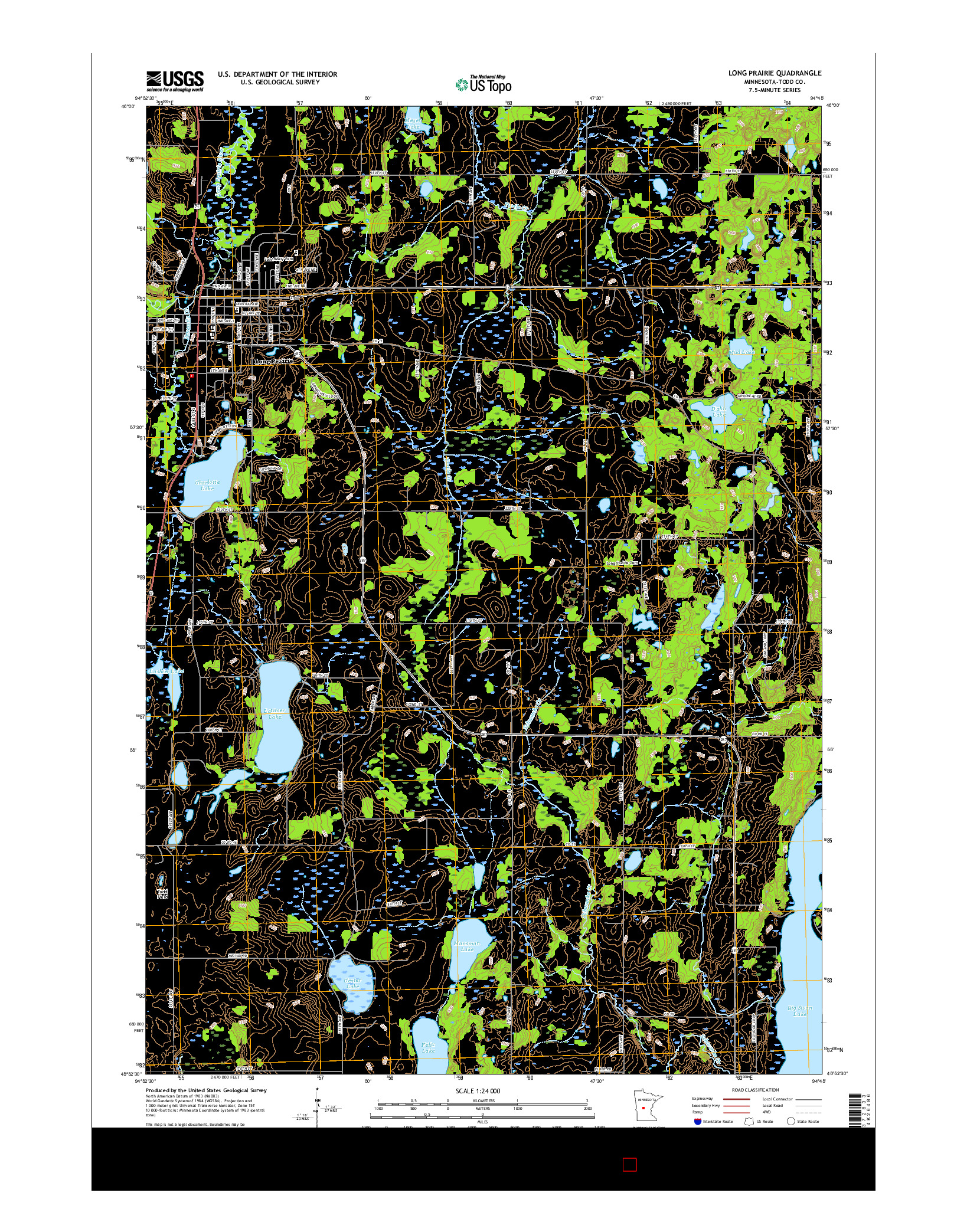 USGS US TOPO 7.5-MINUTE MAP FOR LONG PRAIRIE, MN 2016