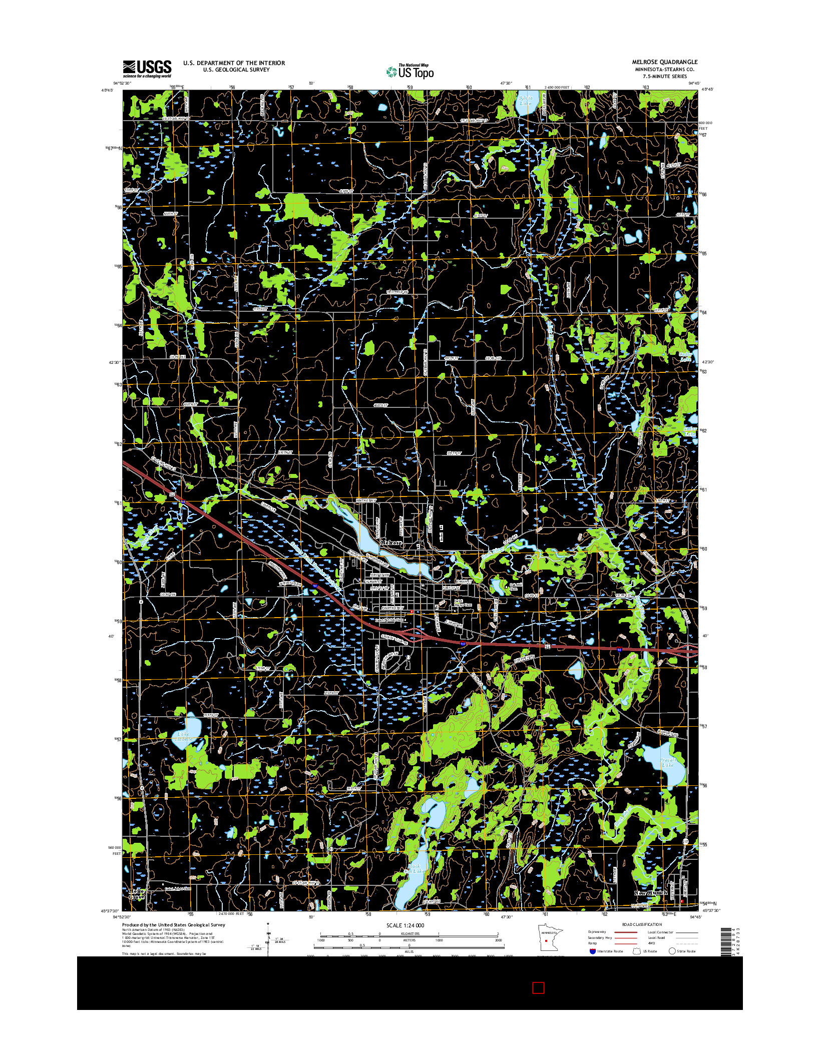 USGS US TOPO 7.5-MINUTE MAP FOR MELROSE, MN 2016