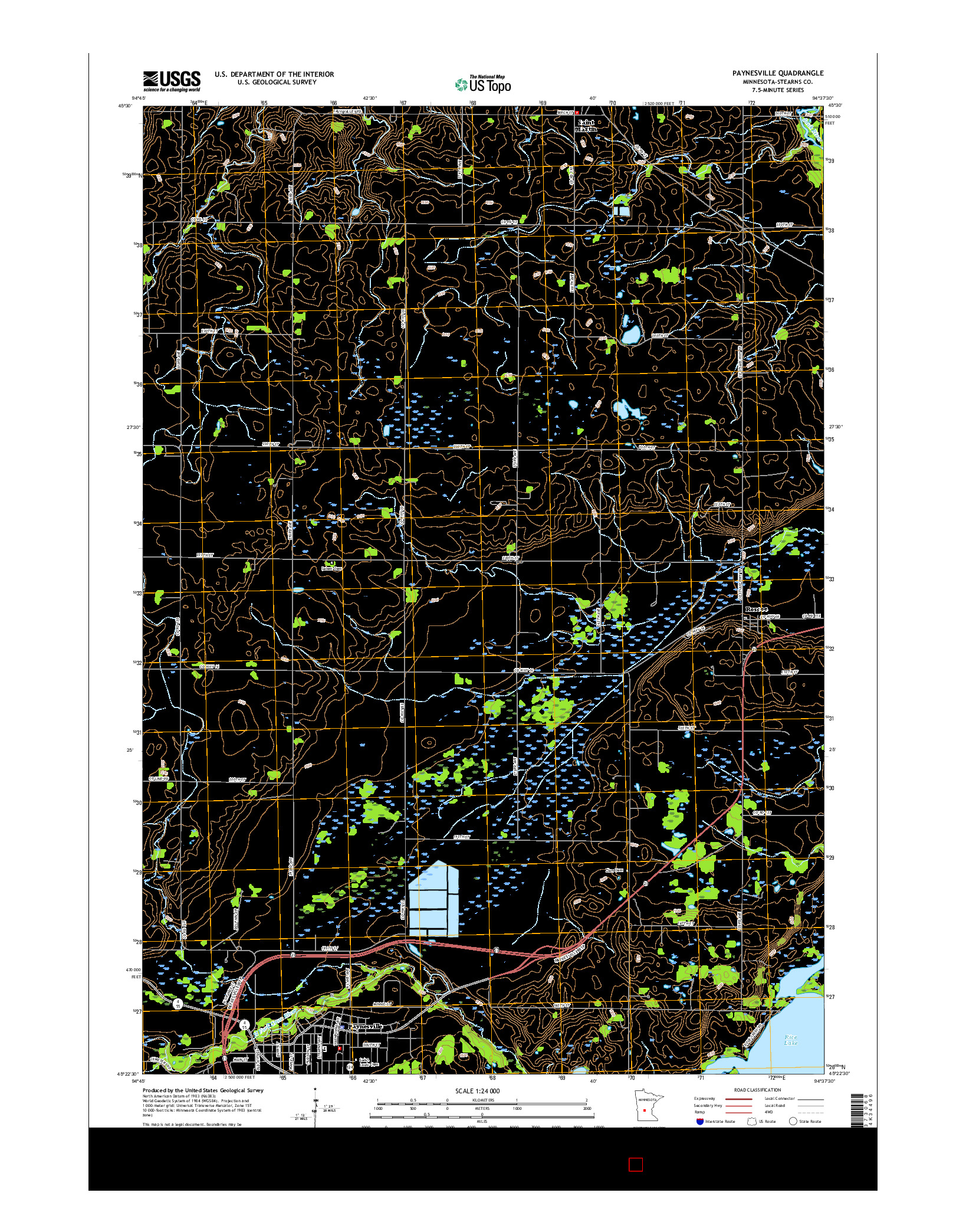 USGS US TOPO 7.5-MINUTE MAP FOR PAYNESVILLE, MN 2016