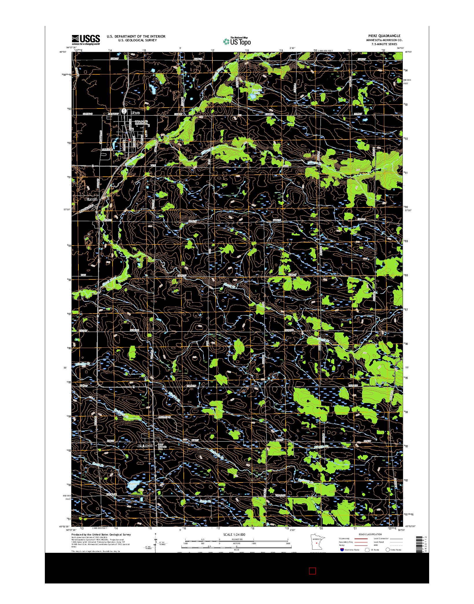 USGS US TOPO 7.5-MINUTE MAP FOR PIERZ, MN 2016