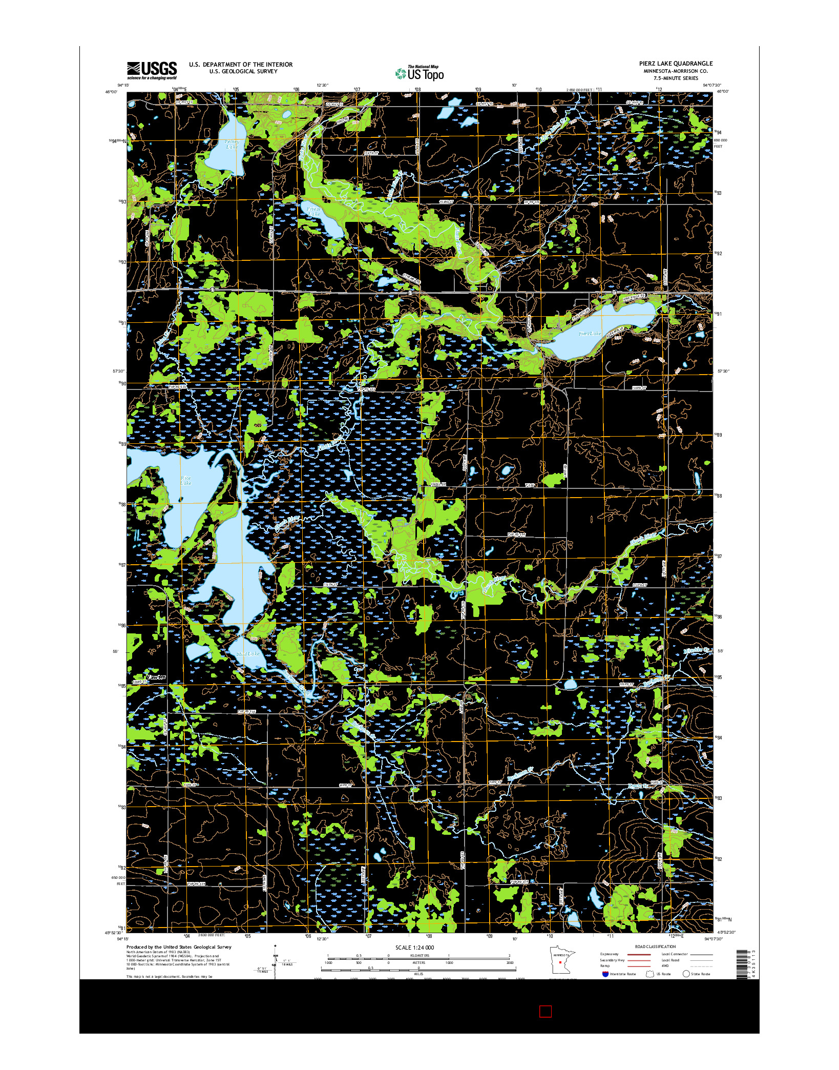 USGS US TOPO 7.5-MINUTE MAP FOR PIERZ LAKE, MN 2016