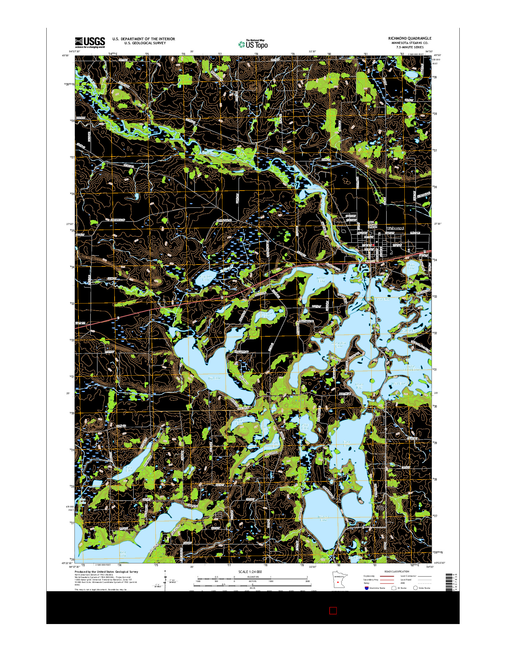 USGS US TOPO 7.5-MINUTE MAP FOR RICHMOND, MN 2016