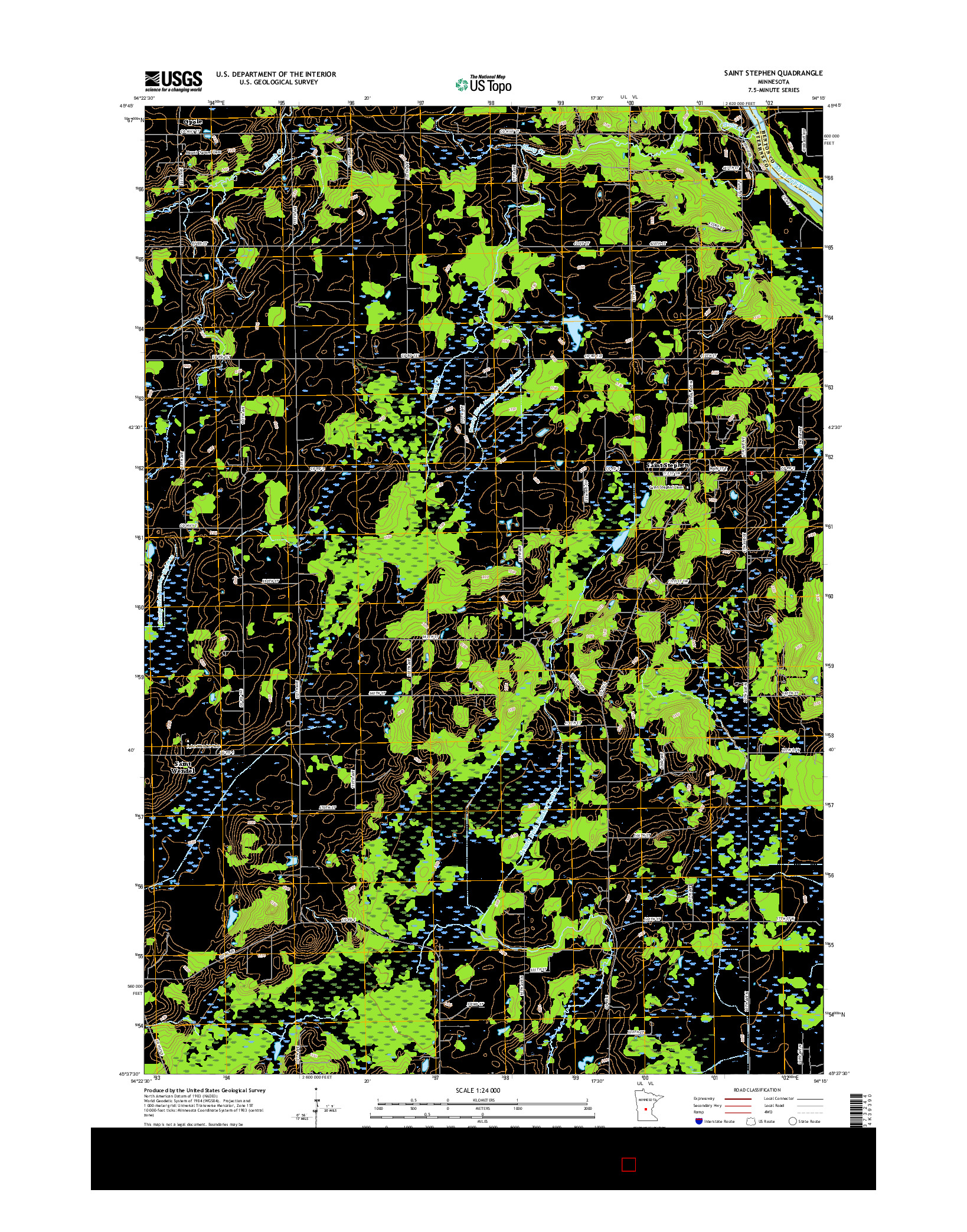 USGS US TOPO 7.5-MINUTE MAP FOR SAINT STEPHEN, MN 2016