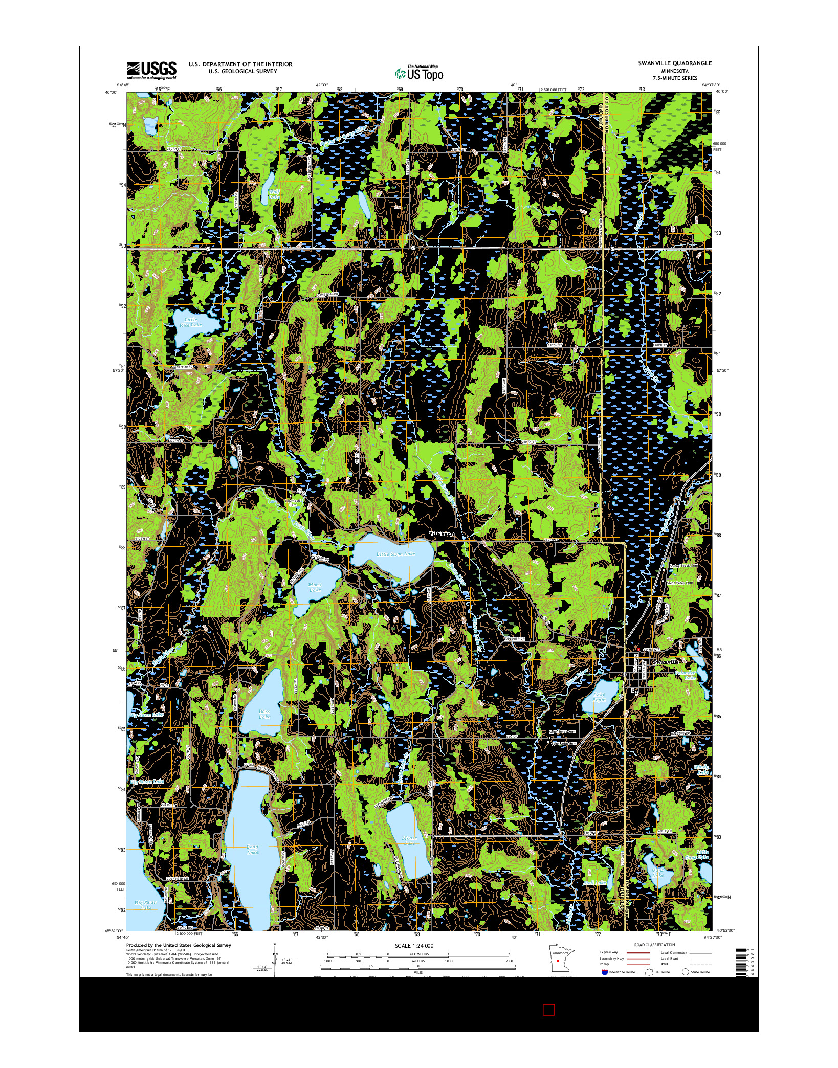 USGS US TOPO 7.5-MINUTE MAP FOR SWANVILLE, MN 2016