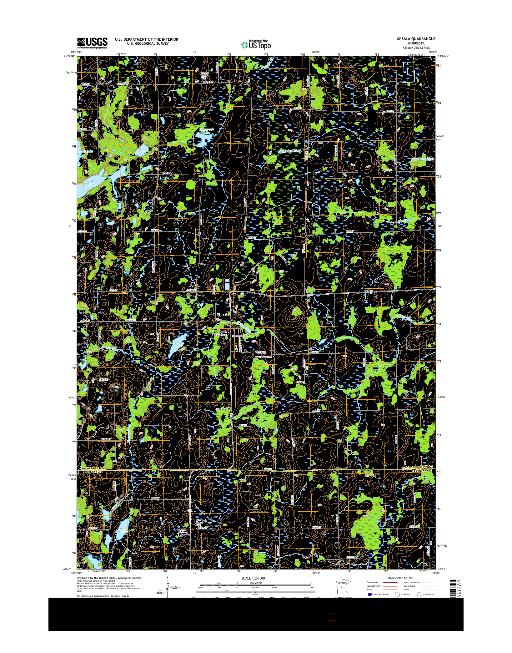USGS US TOPO 7.5-MINUTE MAP FOR UPSALA, MN 2016
