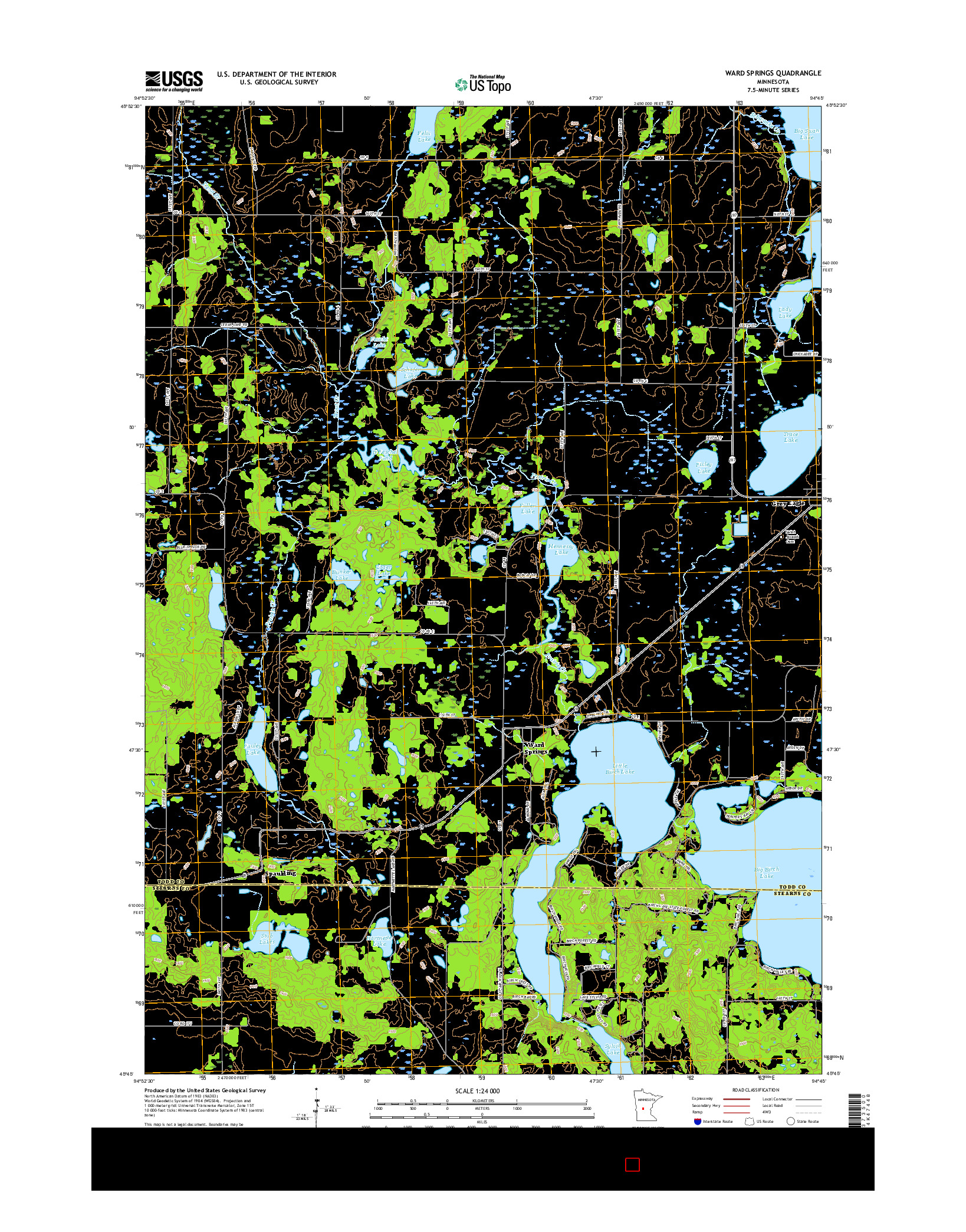 USGS US TOPO 7.5-MINUTE MAP FOR WARD SPRINGS, MN 2016