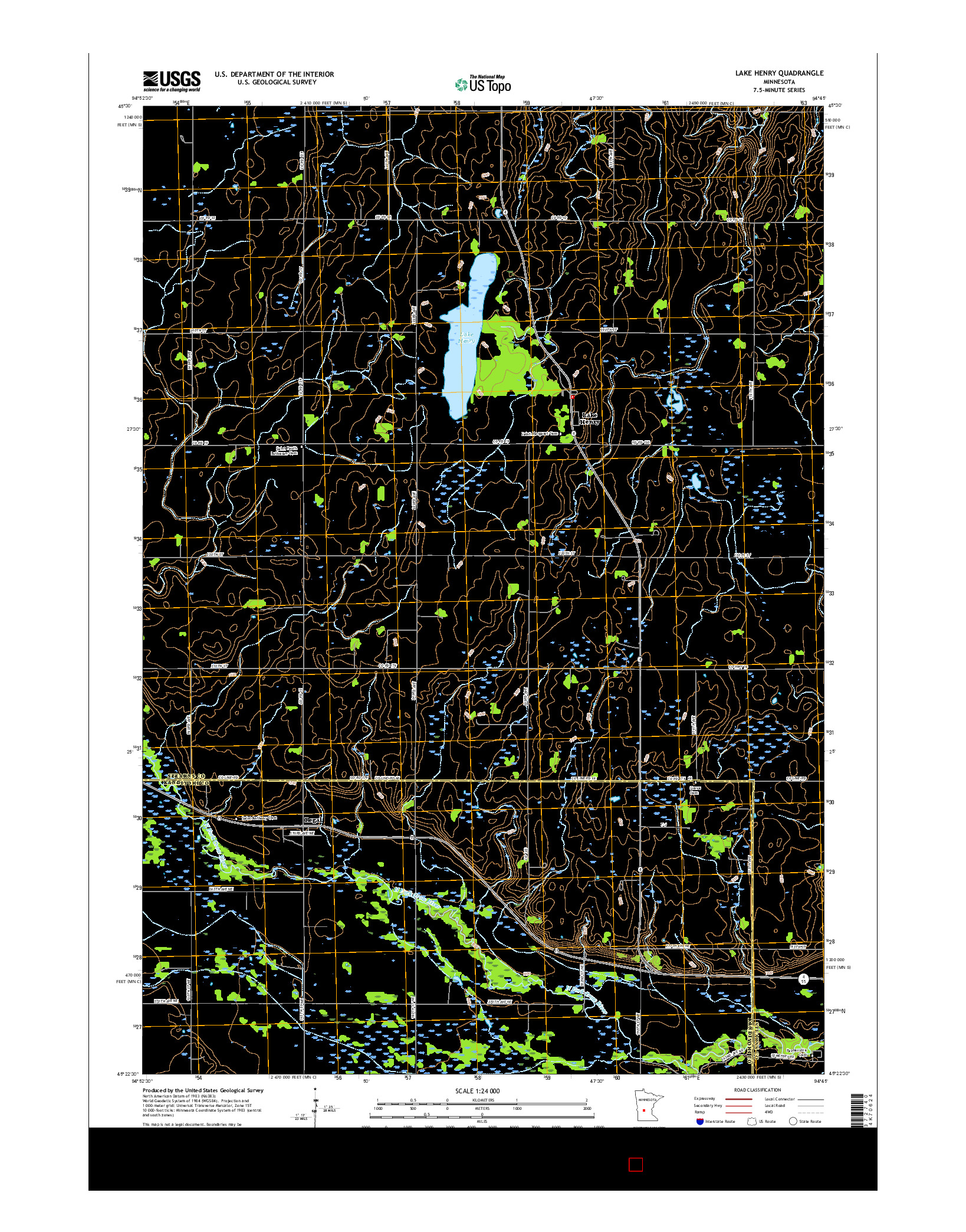 USGS US TOPO 7.5-MINUTE MAP FOR LAKE HENRY, MN 2016