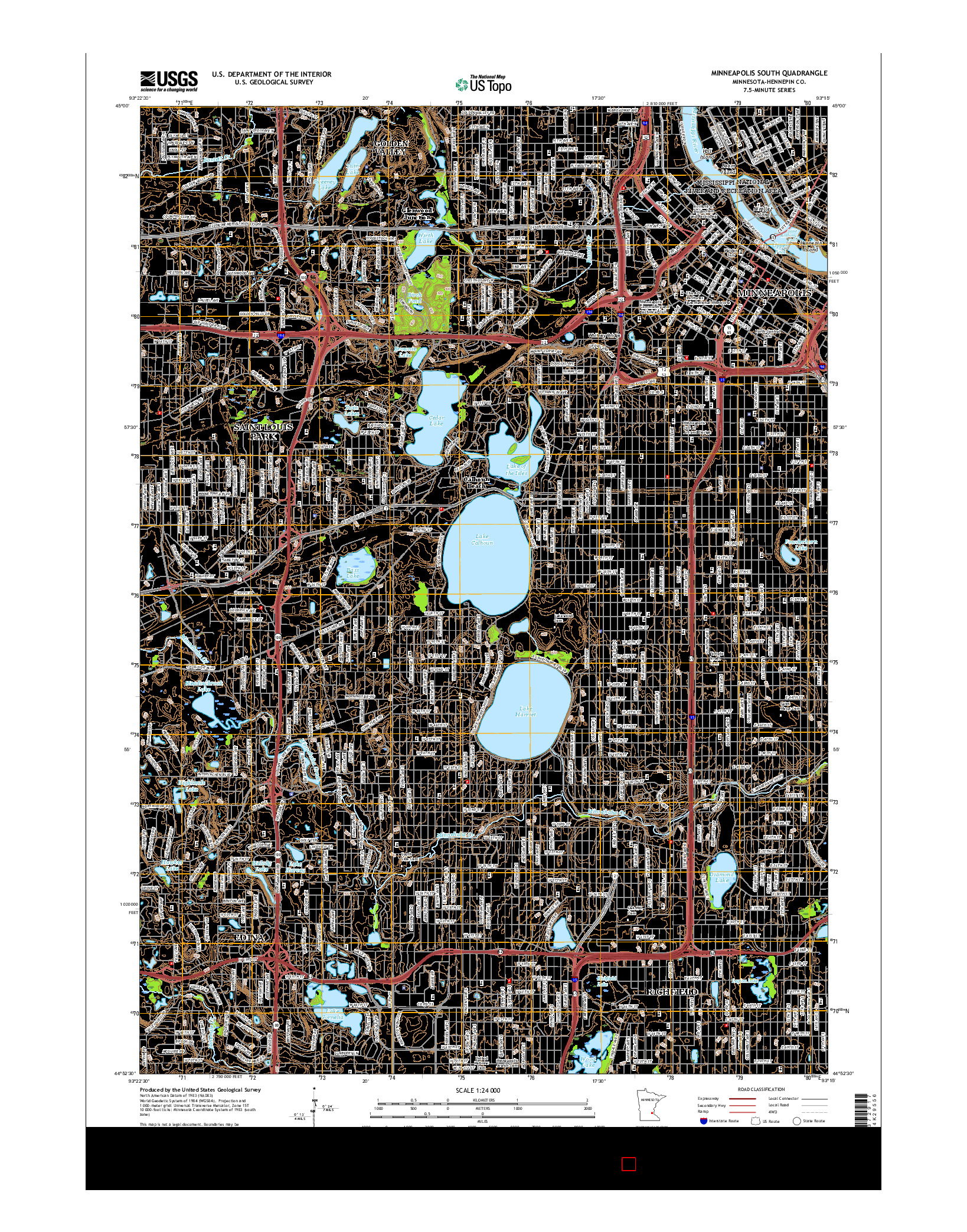 USGS US TOPO 7.5-MINUTE MAP FOR MINNEAPOLIS SOUTH, MN 2016