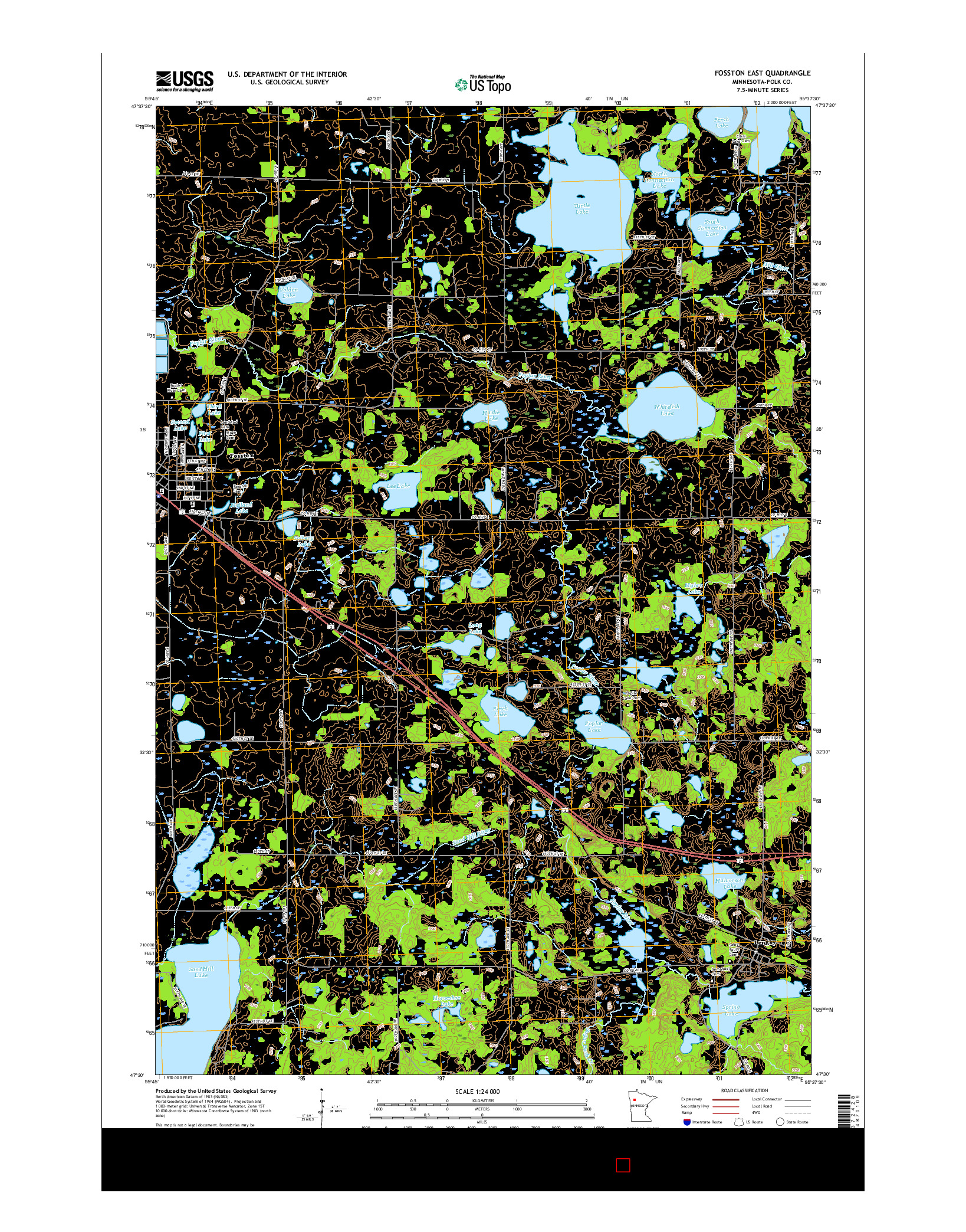 USGS US TOPO 7.5-MINUTE MAP FOR FOSSTON EAST, MN 2016