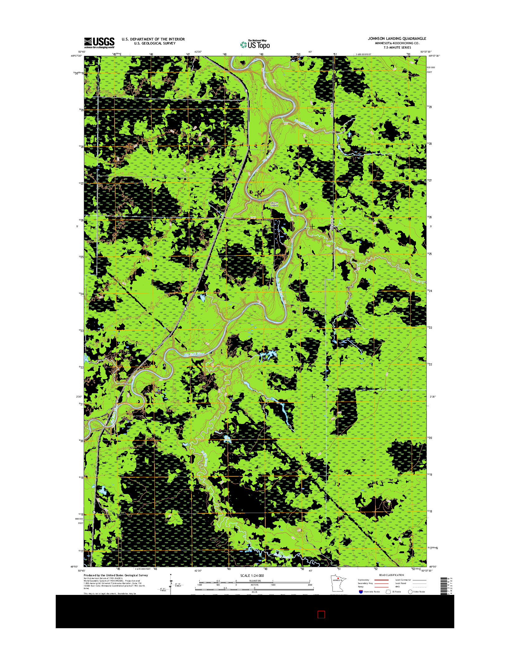 USGS US TOPO 7.5-MINUTE MAP FOR JOHNSON LANDING, MN 2016