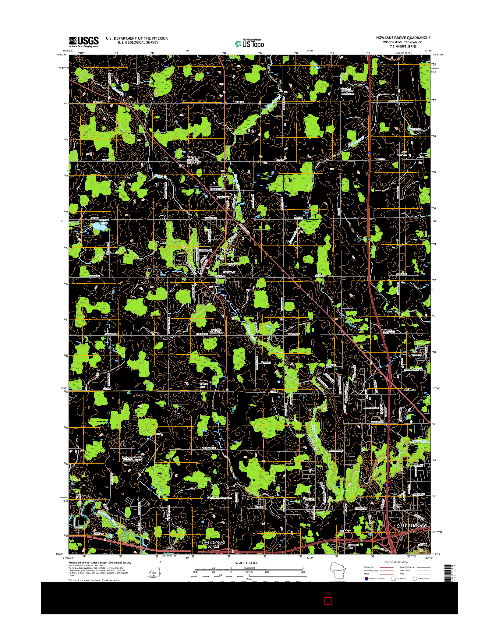 USGS US TOPO 7.5-MINUTE MAP FOR HOWARDS GROVE, WI 2016
