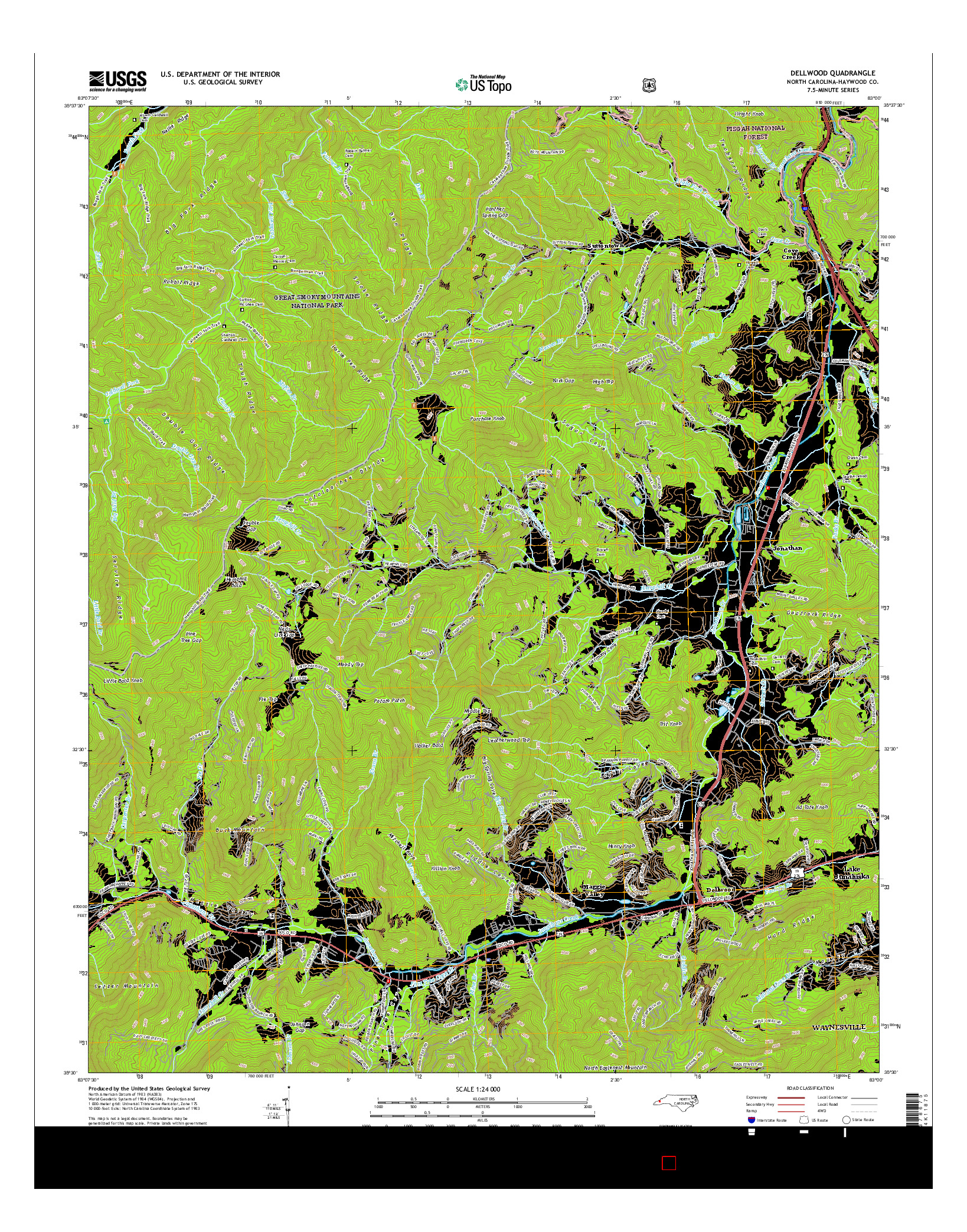 USGS US TOPO 7.5-MINUTE MAP FOR DELLWOOD, NC 2016