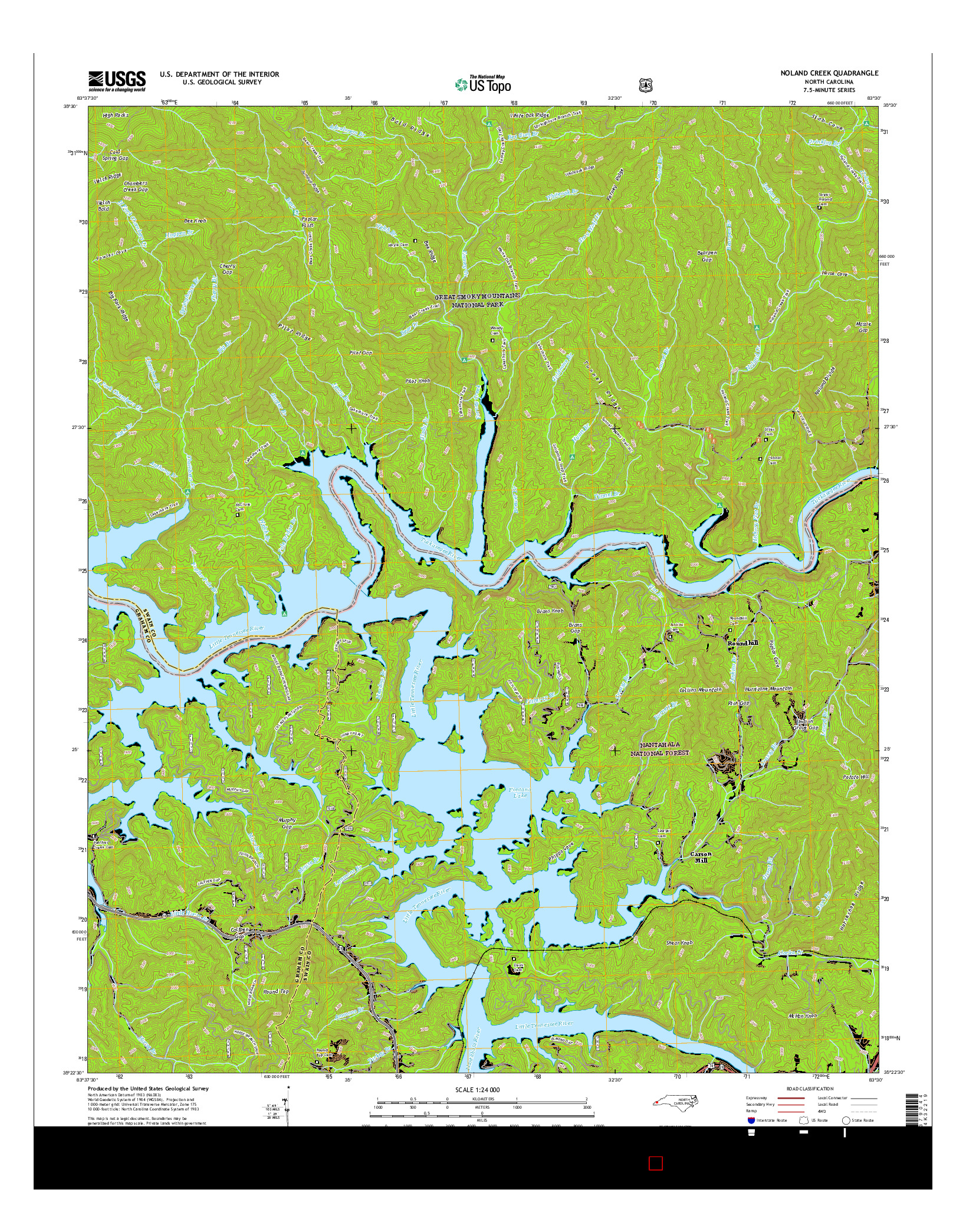 USGS US TOPO 7.5-MINUTE MAP FOR NOLAND CREEK, NC 2016