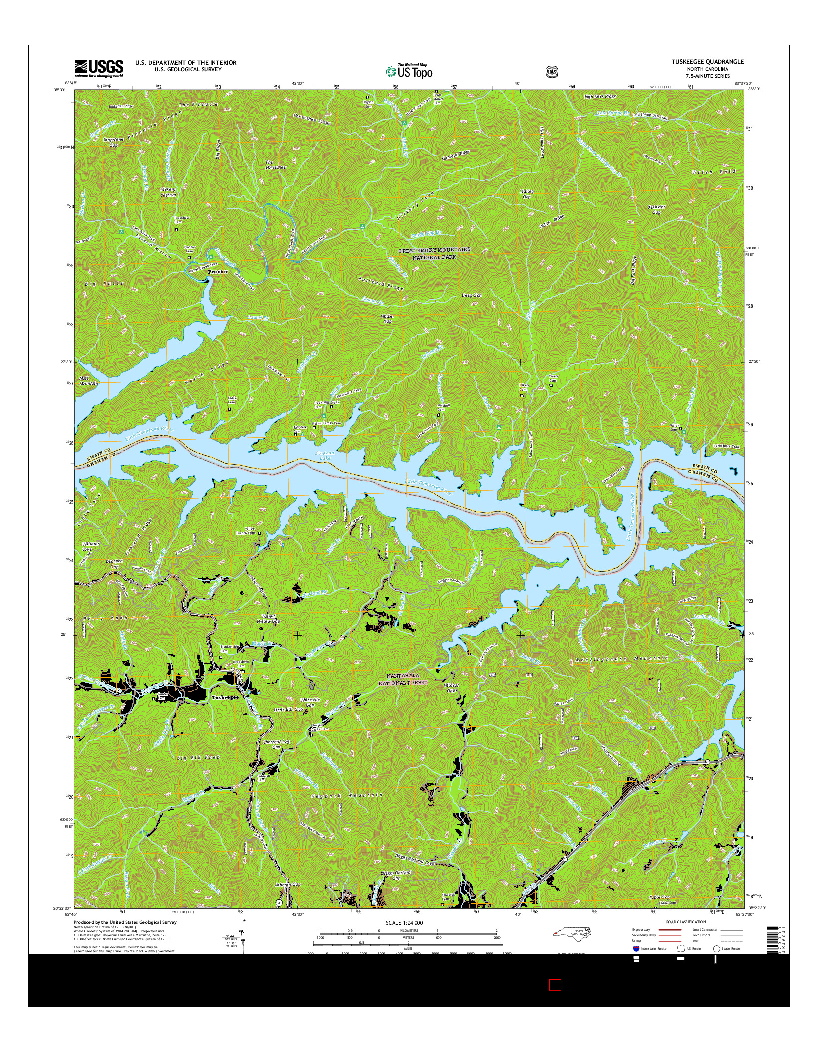 USGS US TOPO 7.5-MINUTE MAP FOR TUSKEEGEE, NC 2016