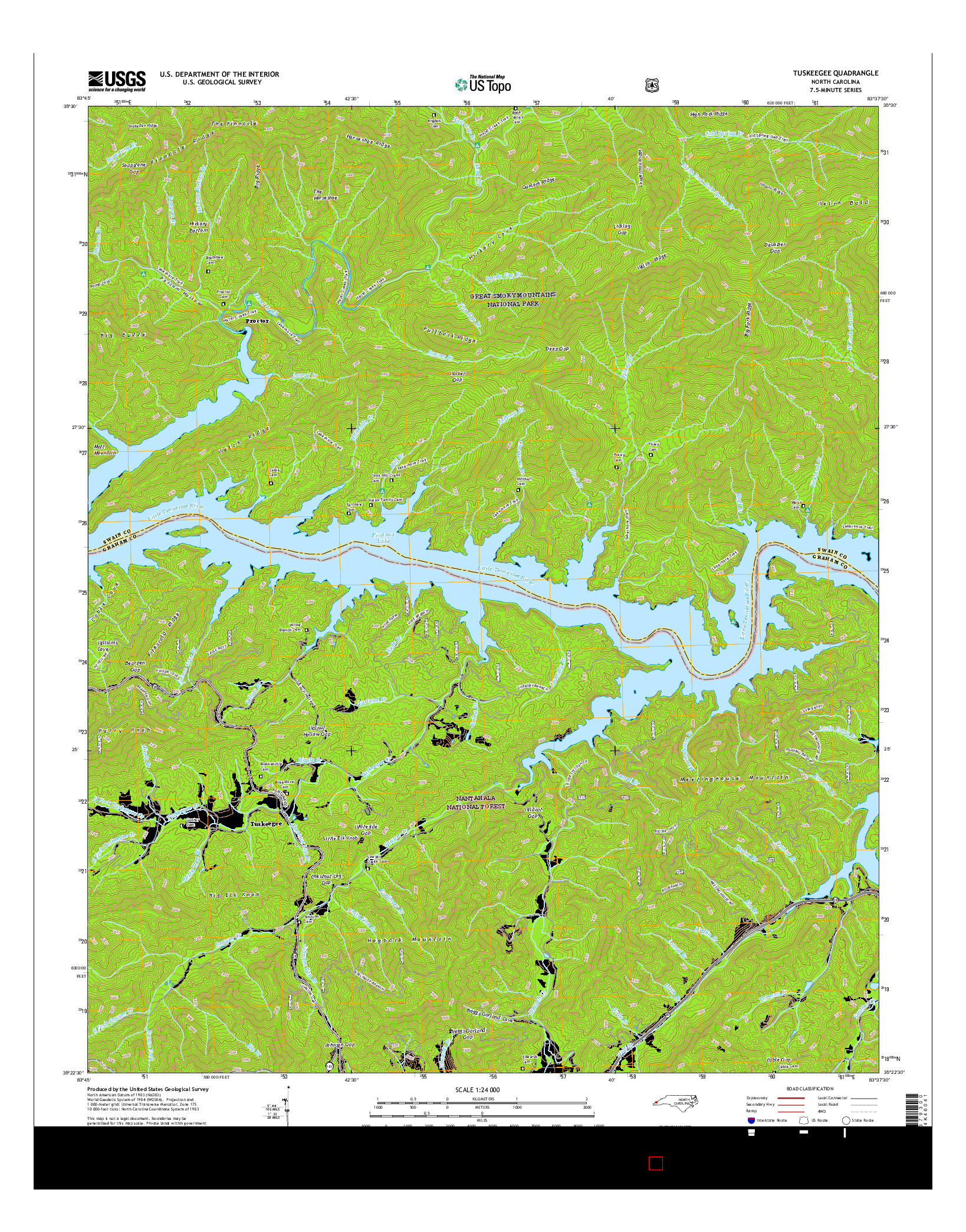 USGS US TOPO 7.5-MINUTE MAP FOR TUSKEEGEE, NC 2016