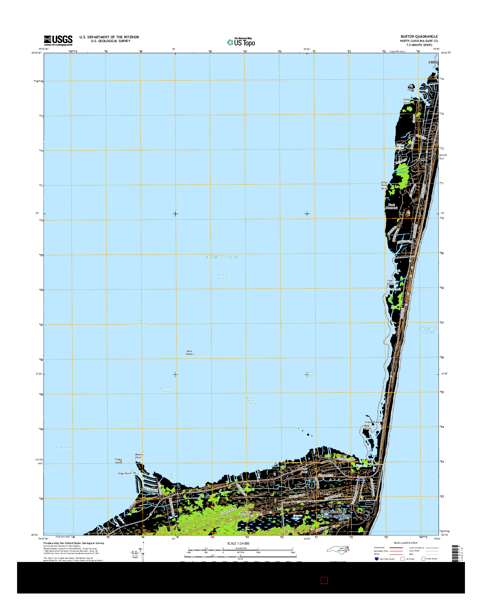 USGS US TOPO 7.5-MINUTE MAP FOR BUXTON, NC 2016