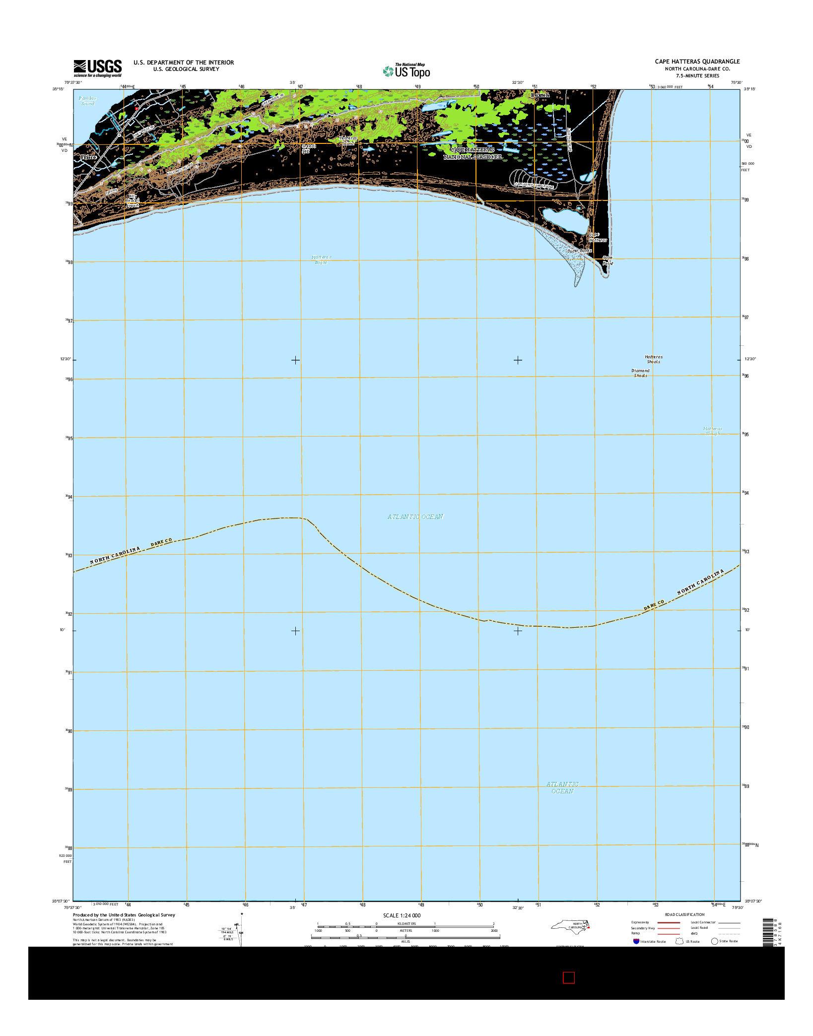 USGS US TOPO 7.5-MINUTE MAP FOR CAPE HATTERAS, NC 2016