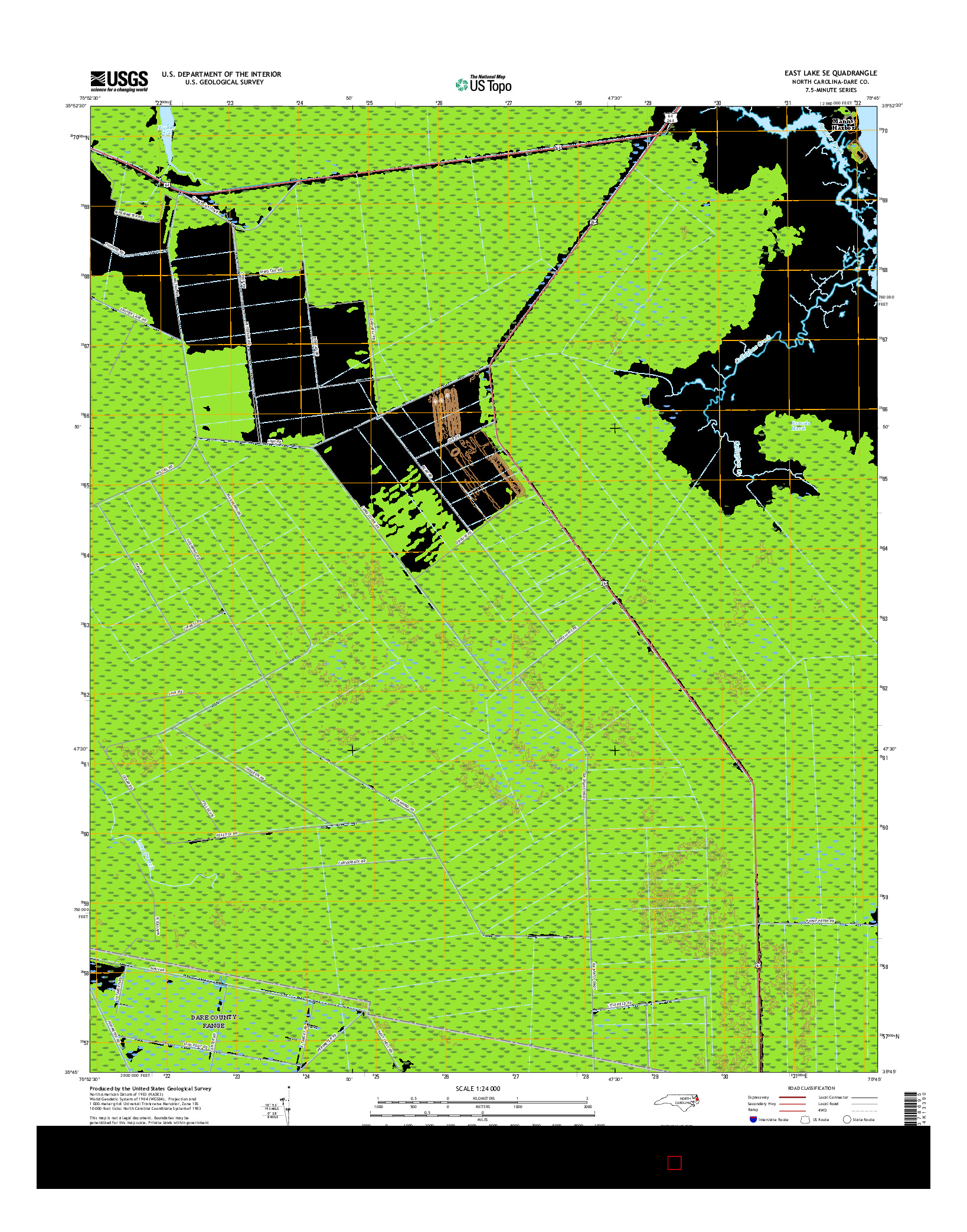 USGS US TOPO 7.5-MINUTE MAP FOR EAST LAKE SE, NC 2016