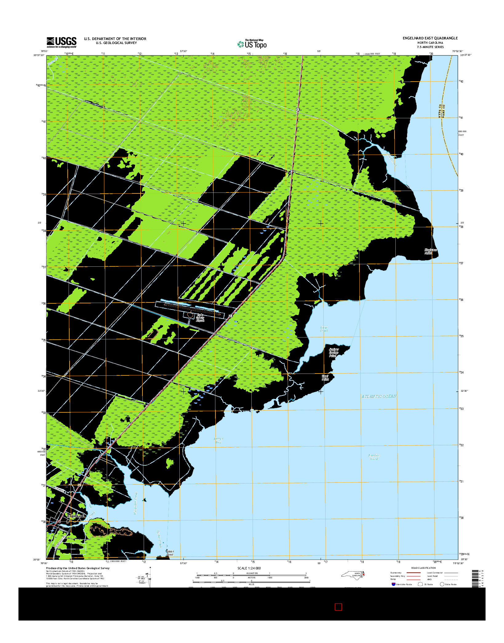 USGS US TOPO 7.5-MINUTE MAP FOR ENGELHARD EAST, NC 2016