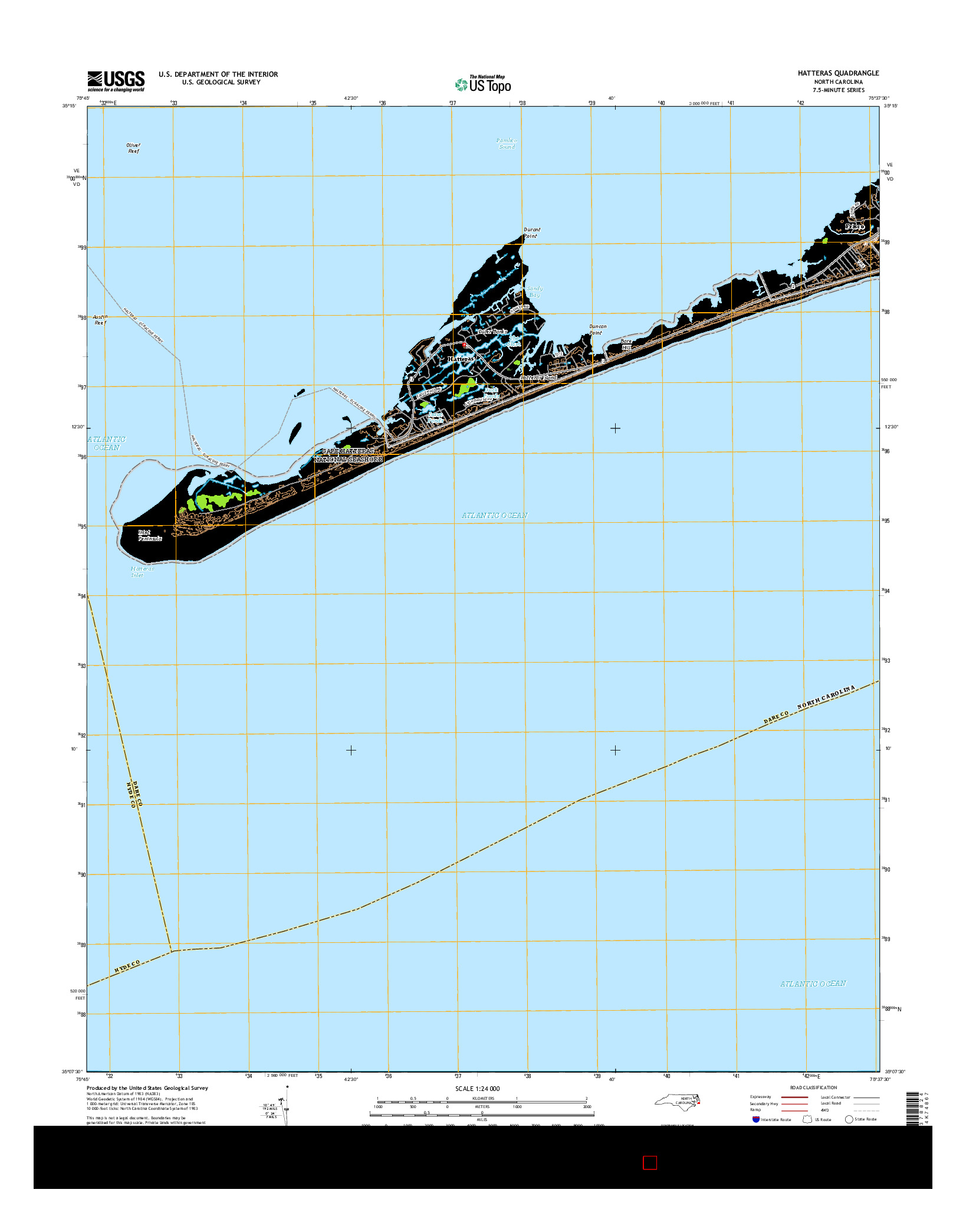 USGS US TOPO 7.5-MINUTE MAP FOR HATTERAS, NC 2016