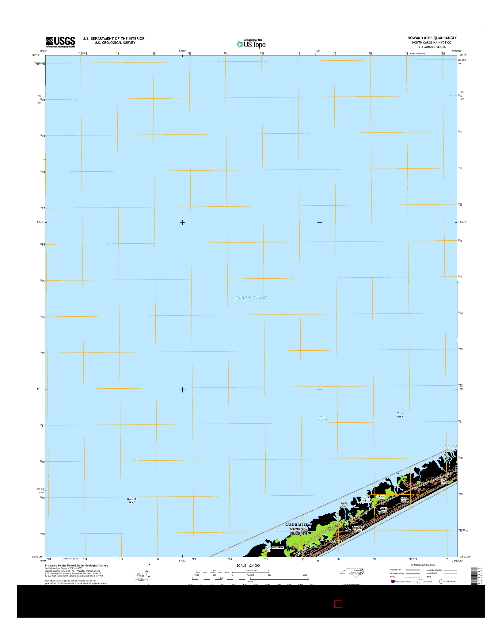 USGS US TOPO 7.5-MINUTE MAP FOR HOWARD REEF, NC 2016