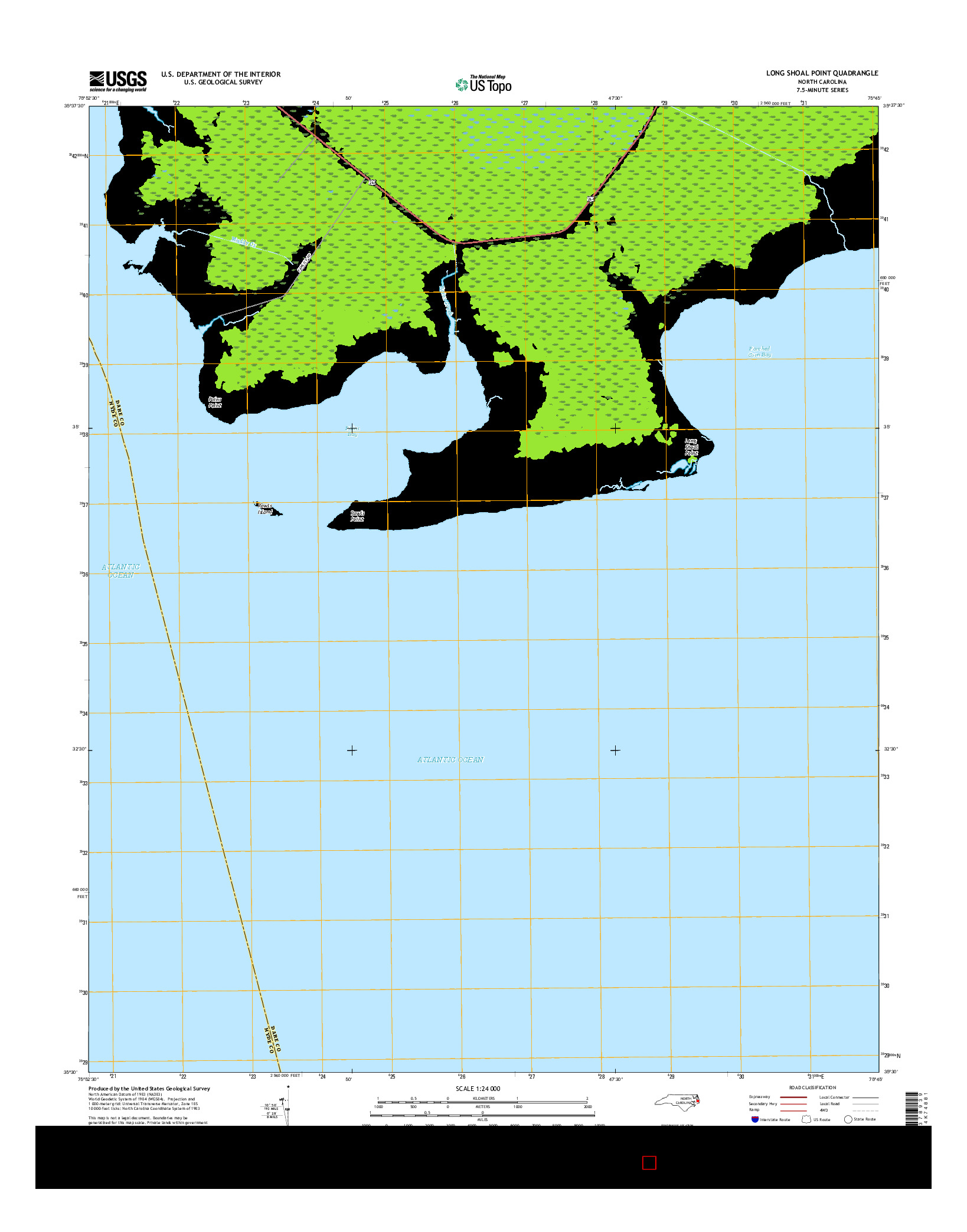 USGS US TOPO 7.5-MINUTE MAP FOR LONG SHOAL POINT, NC 2016