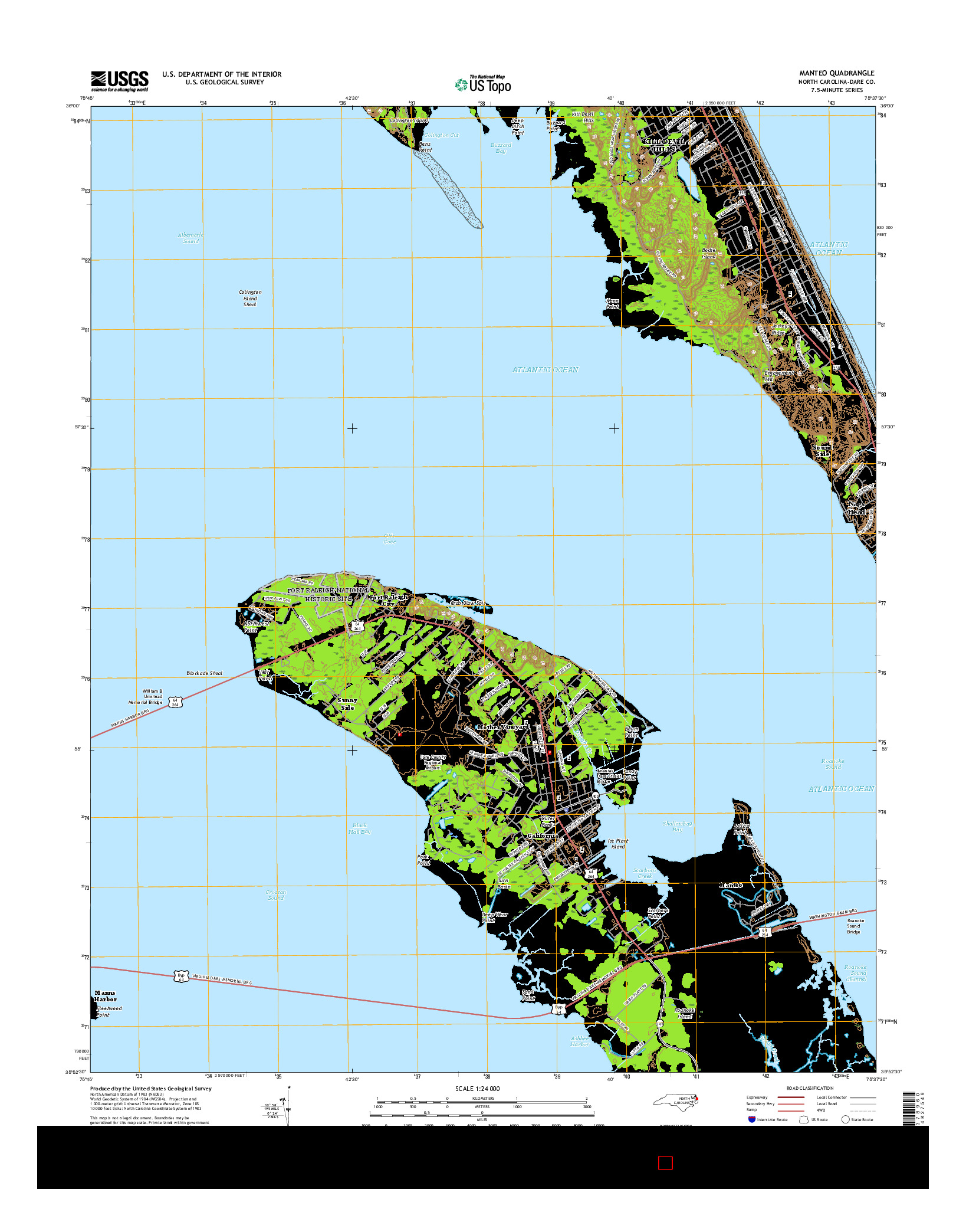 USGS US TOPO 7.5-MINUTE MAP FOR MANTEO, NC 2016