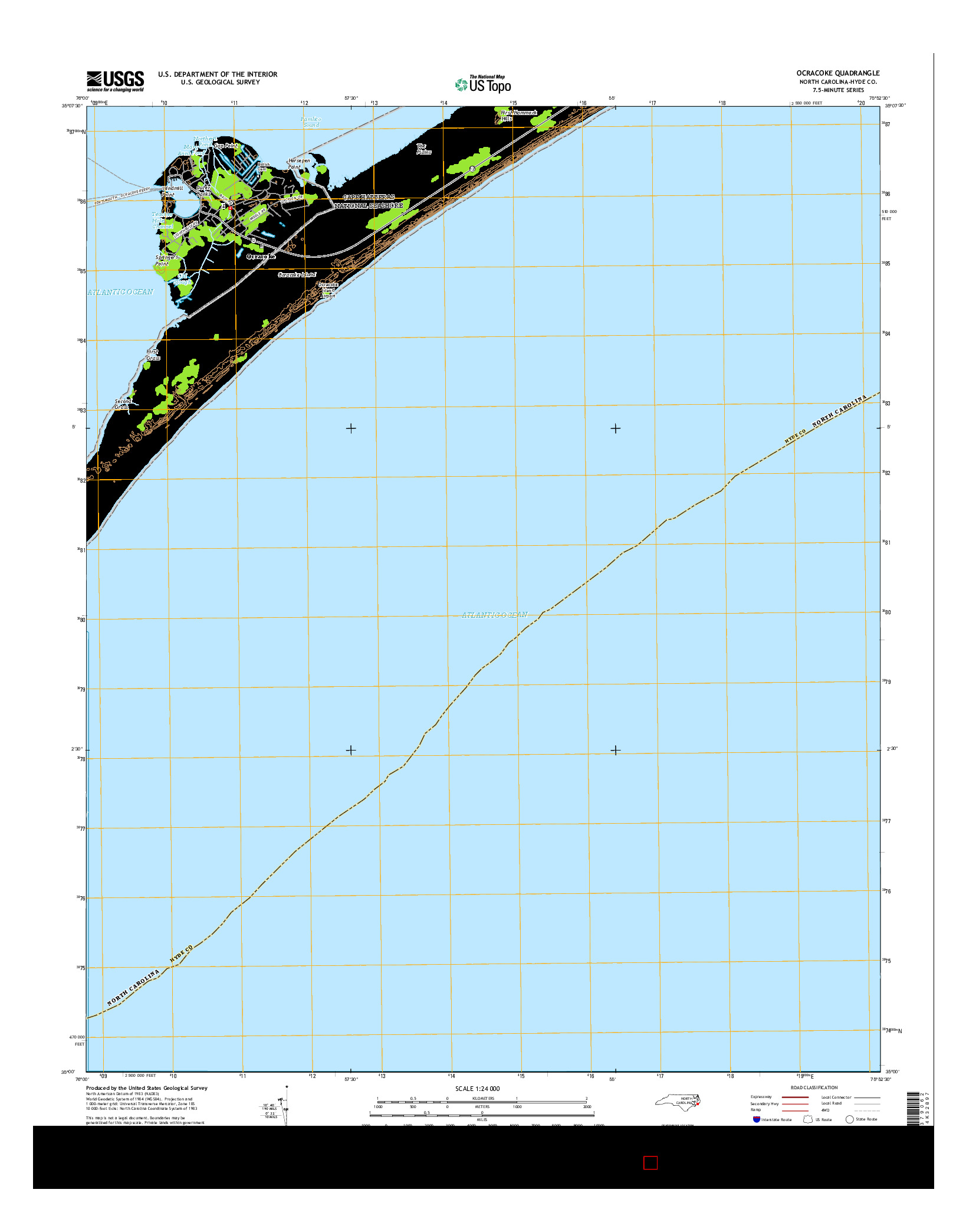 USGS US TOPO 7.5-MINUTE MAP FOR OCRACOKE, NC 2016