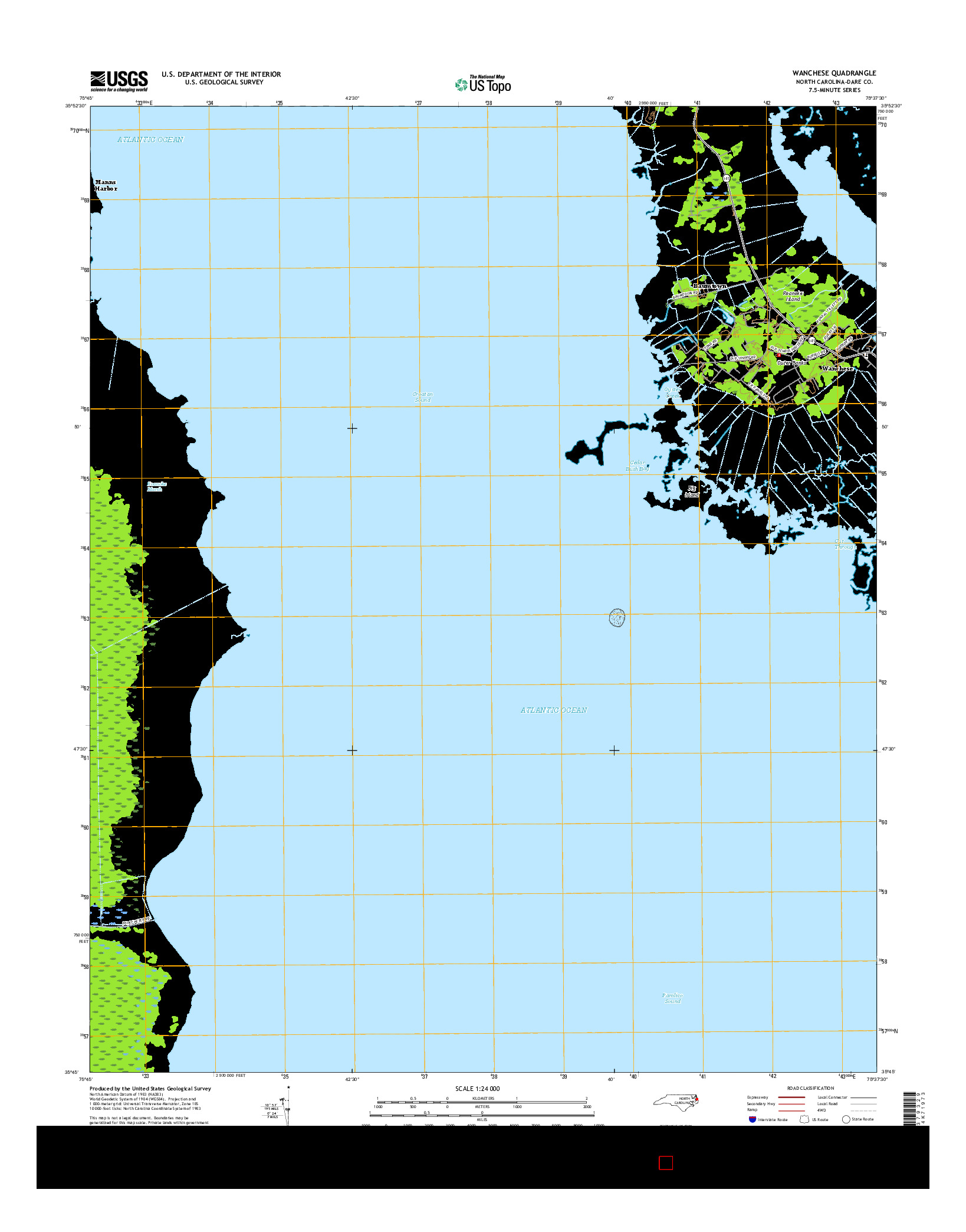 USGS US TOPO 7.5-MINUTE MAP FOR WANCHESE, NC 2016