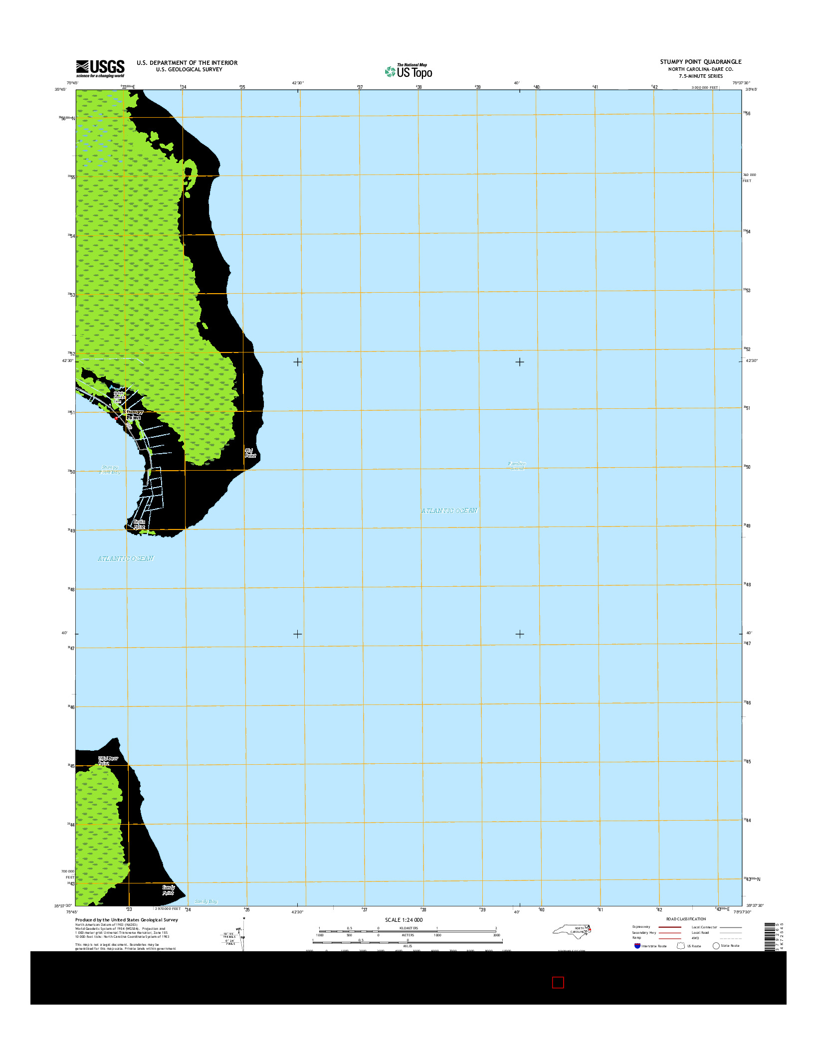 USGS US TOPO 7.5-MINUTE MAP FOR STUMPY POINT, NC 2016